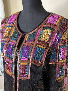 Vtg Jewel Queen Sequin Duster