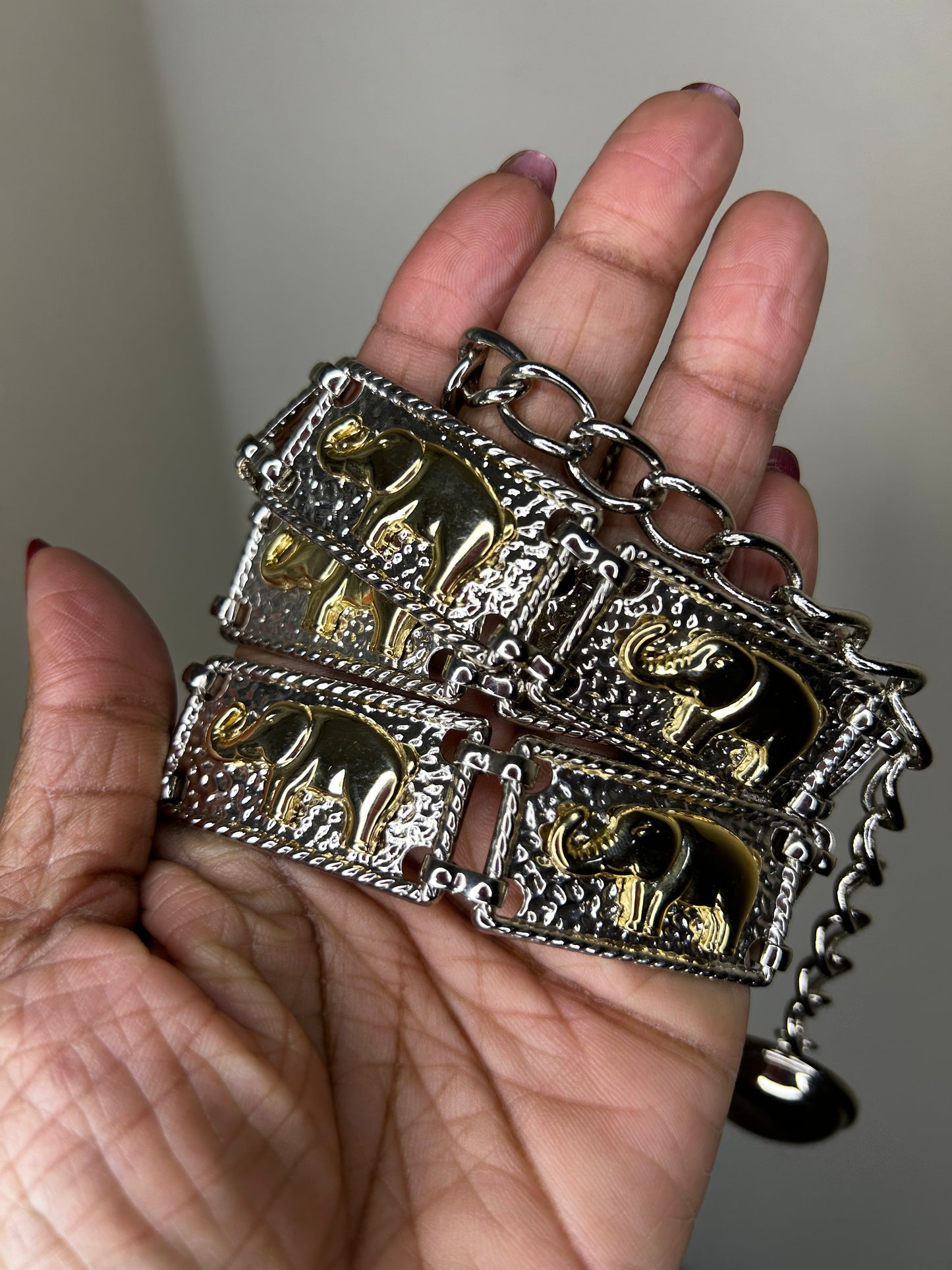 Gold and Silver Elephant Chain Belt