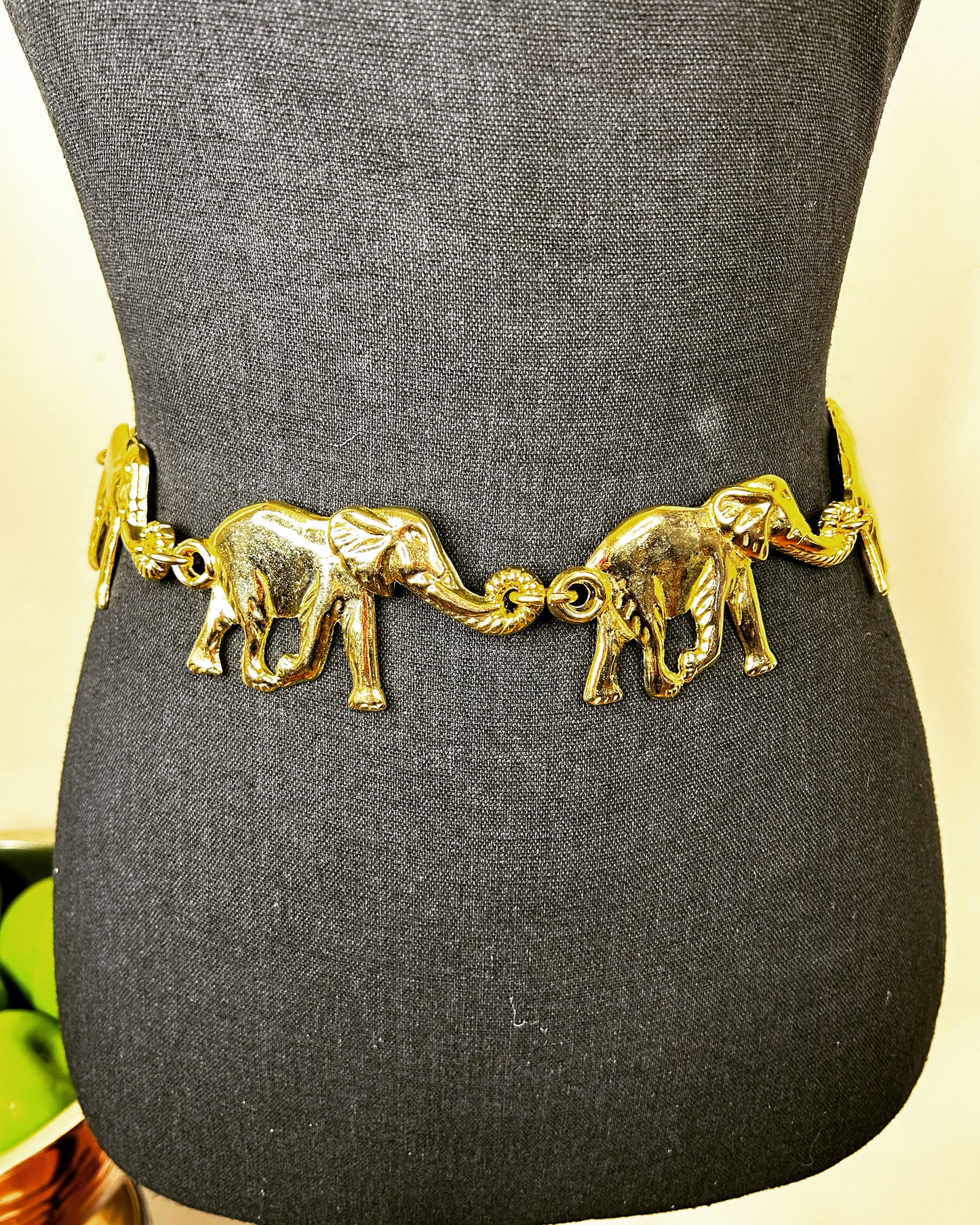 Vtg 5 Elephant Belt (Gold)