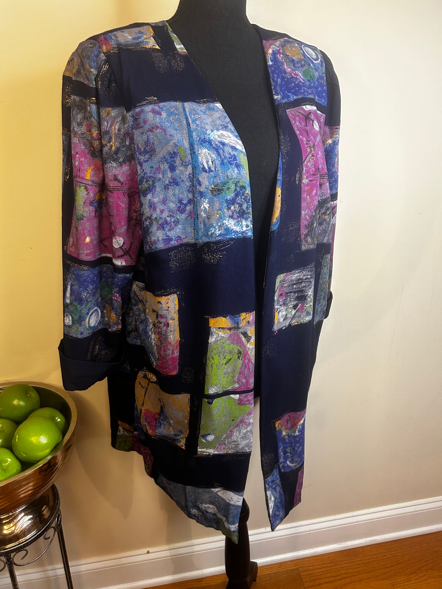 Vtg Periwinkle Open Duster with Belt