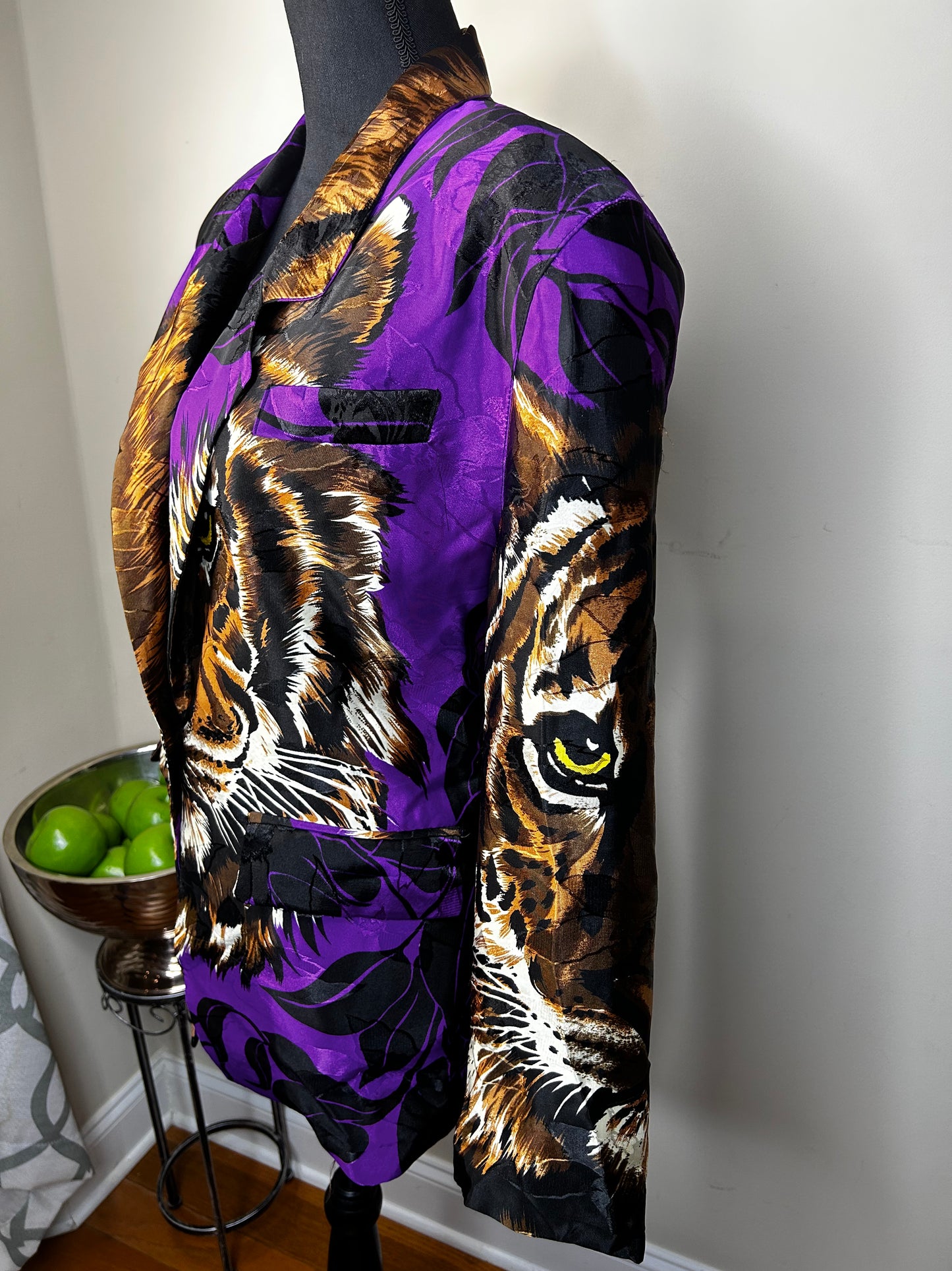Vintage 80s-90s Purple and Black Tiger Blazer