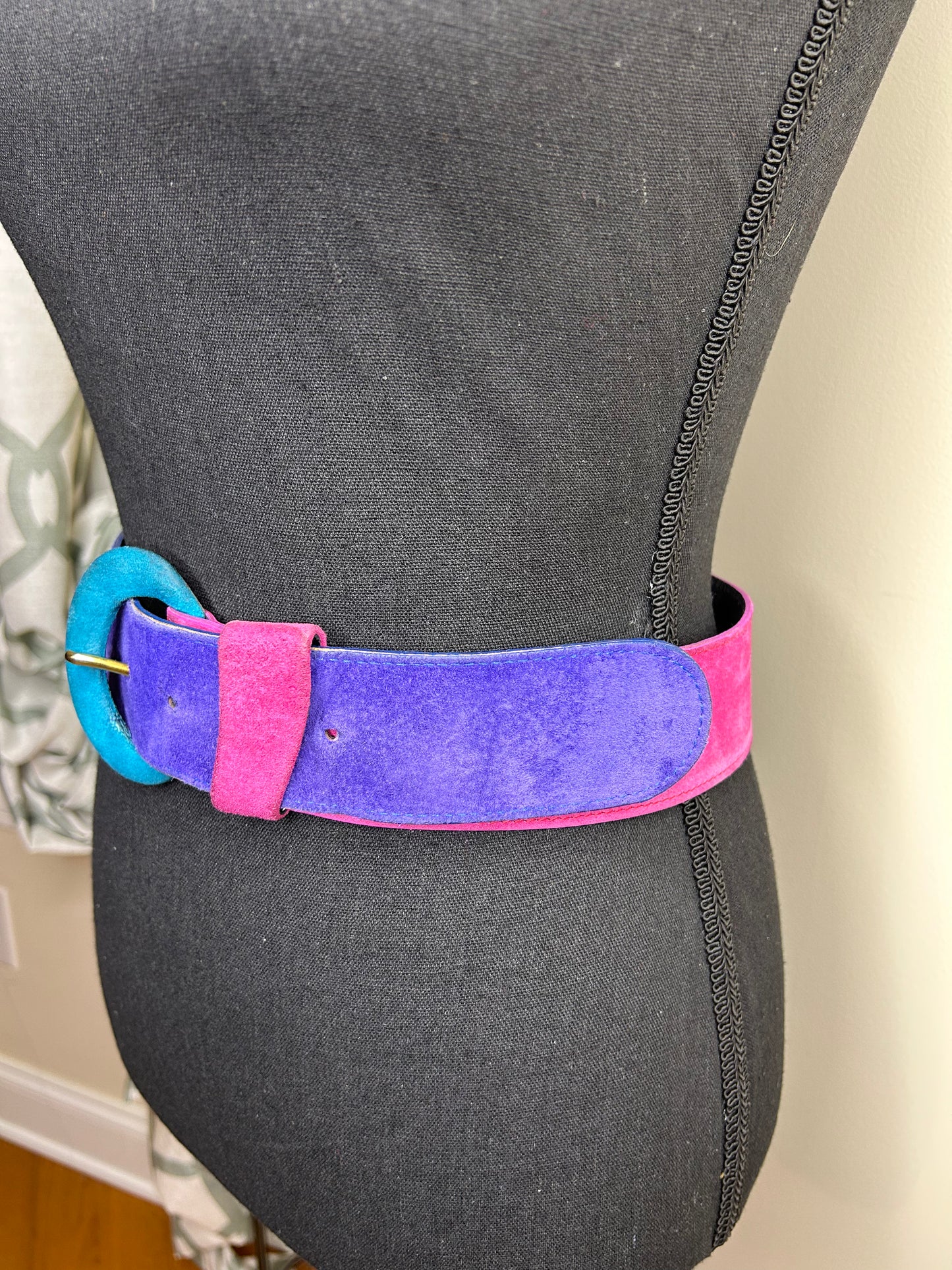 Suede/Genuine Leather Colorblock Belt