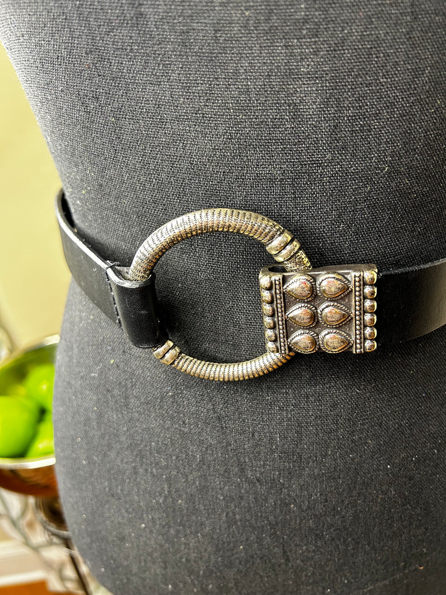 Black Chico's Genuine Leather Adjustable Belt