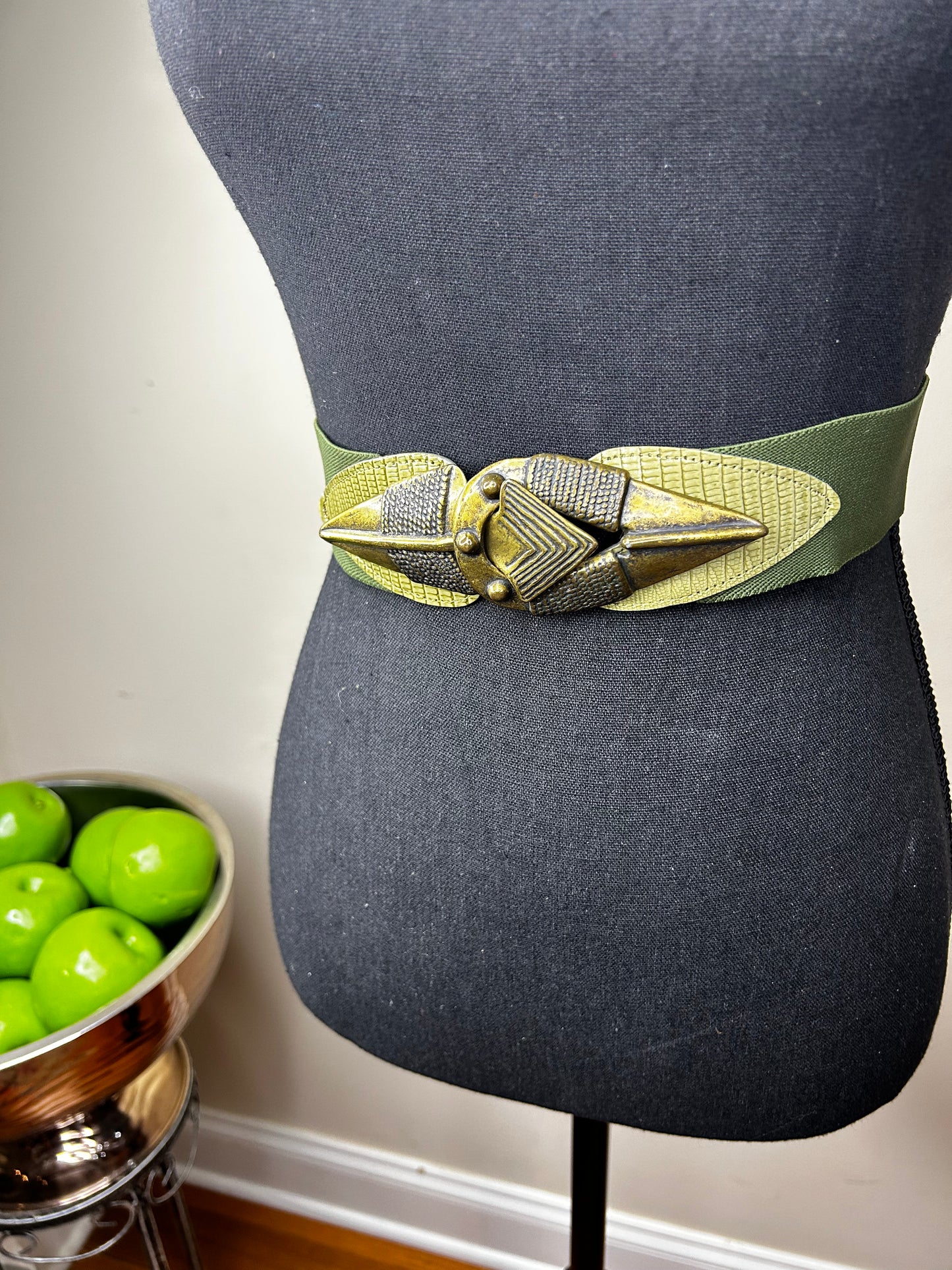 Olive Hook and Latch Belt
