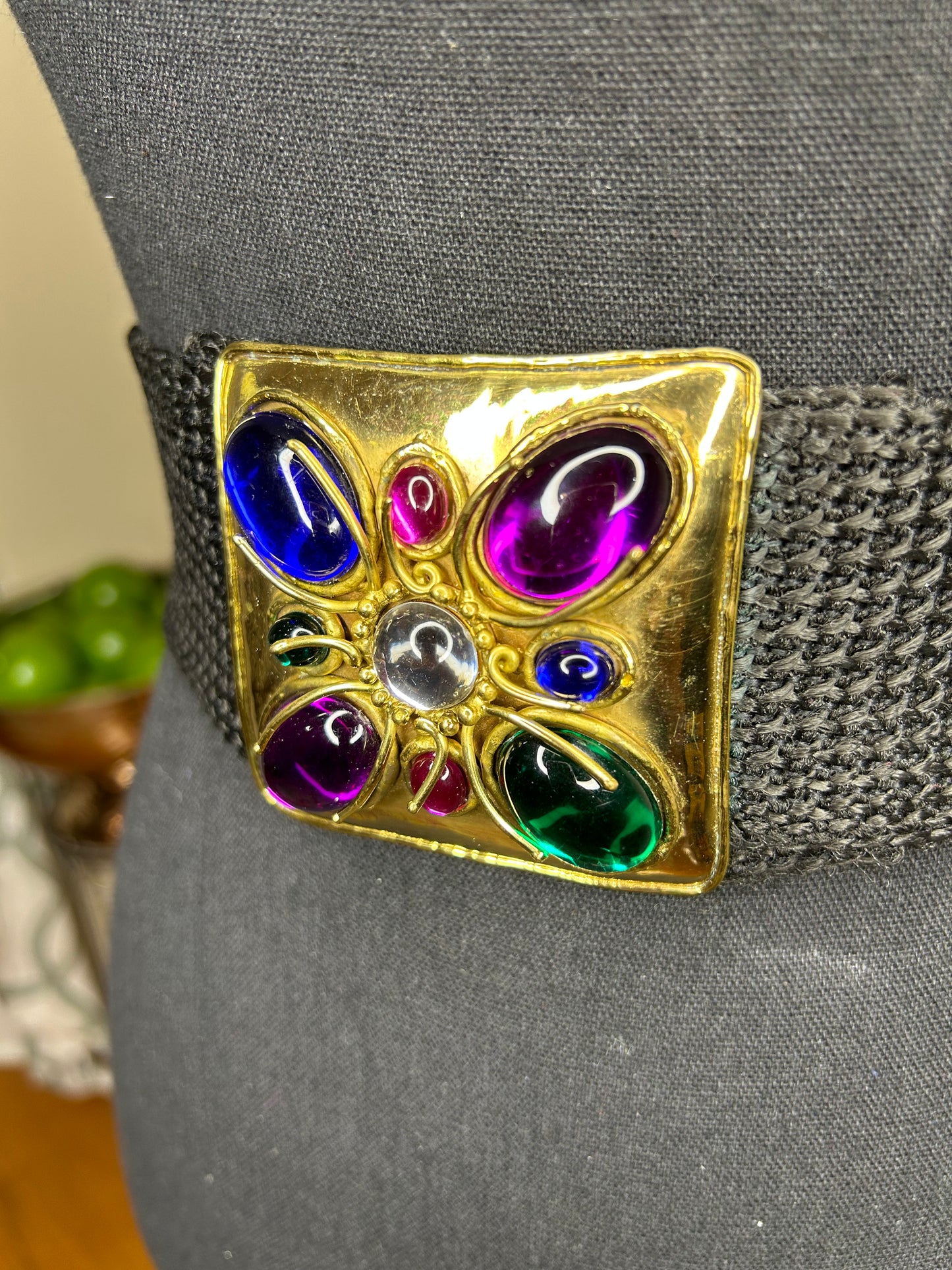 Vintage Gold Buckle Jeweled Belt