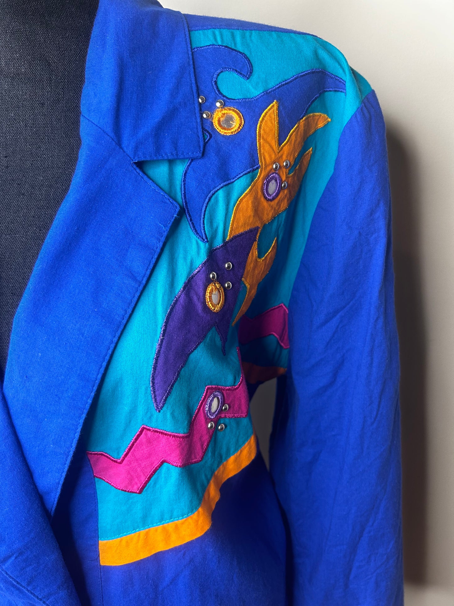 Saint German Paris Multicolored Embroidered Blazer with Silver Studs