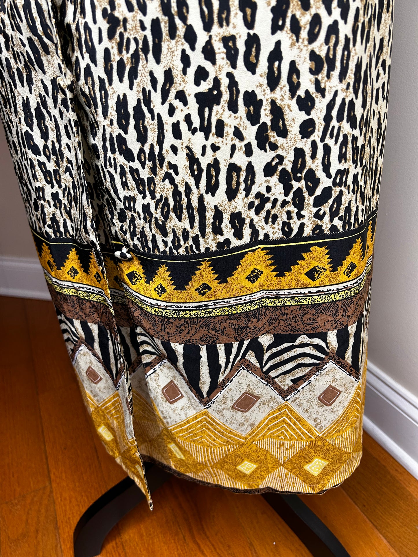 Voir Collection Button-Down Leopard Print Skirt
