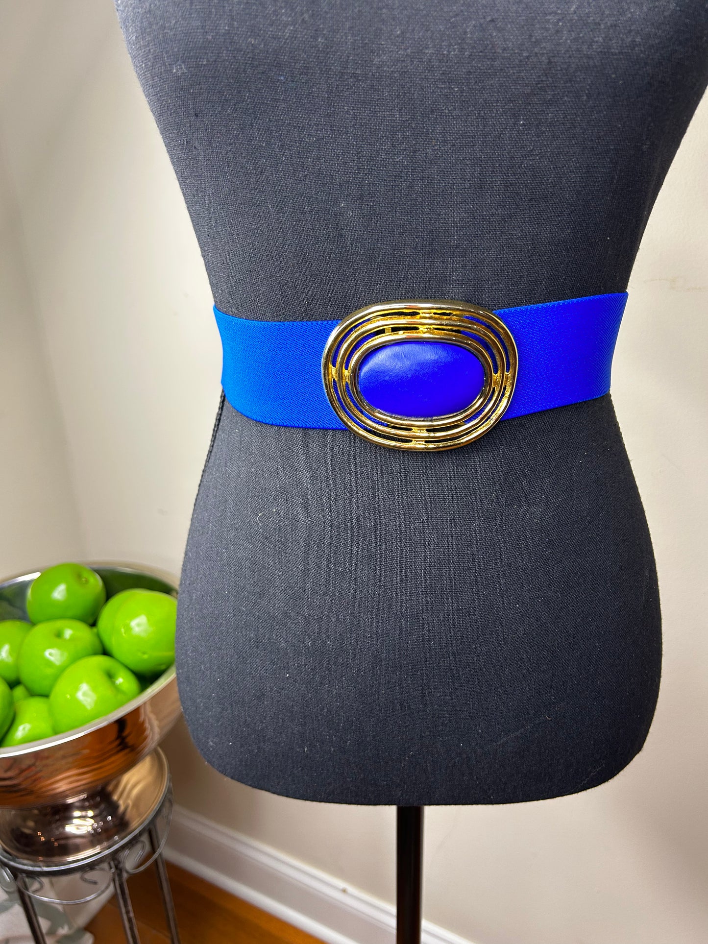 Blue and Gold Buckle Elastic Belt