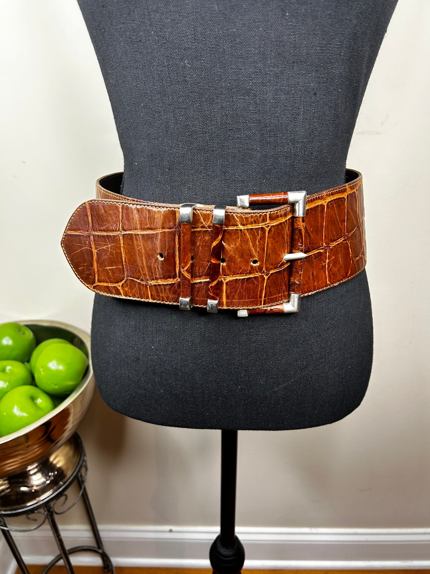 Linea Pelle Genuine Leather Croc Embossed Belt