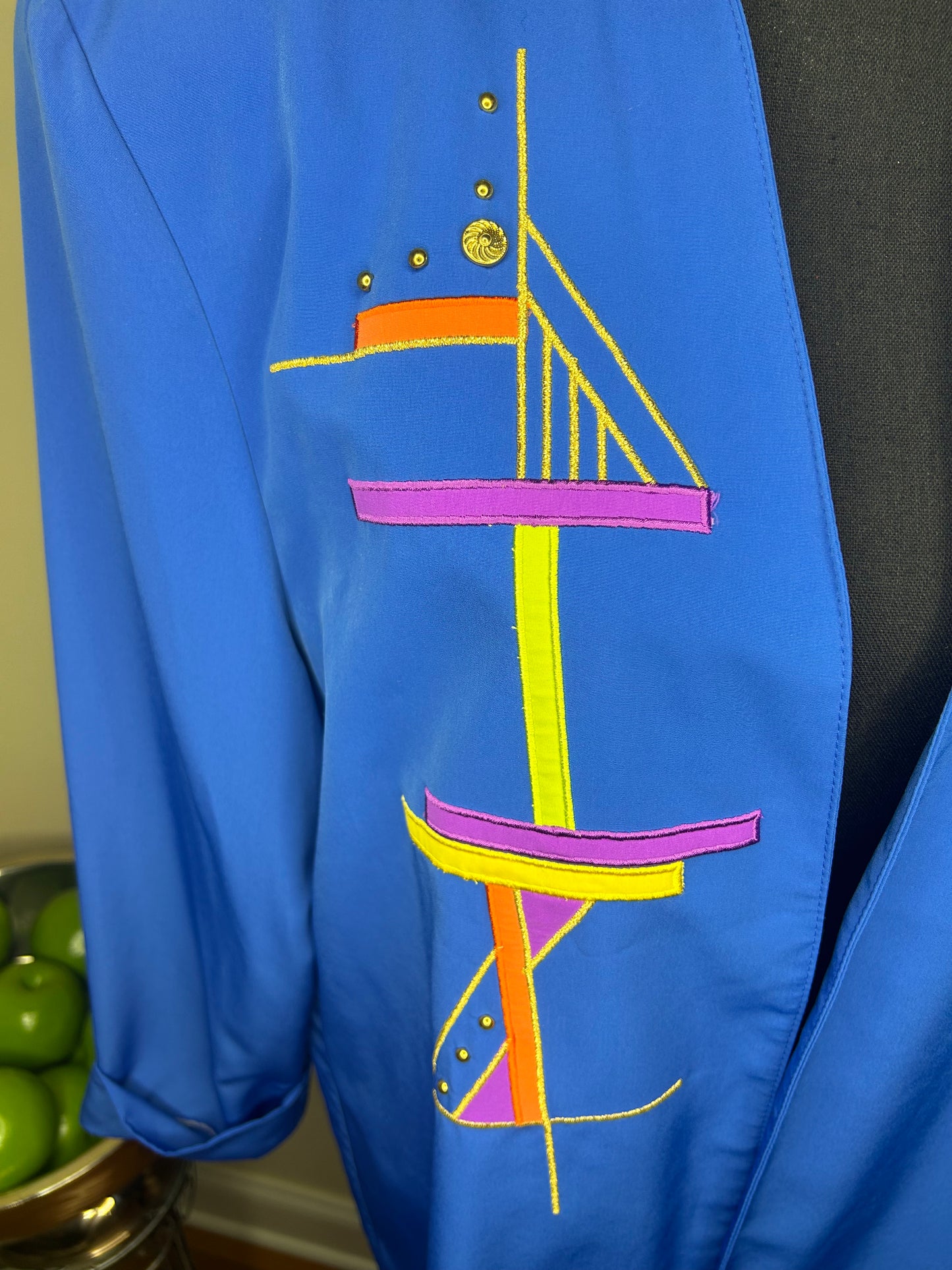 City Girl by Nancy Bolden Blue Blazer w/ Abstract Design