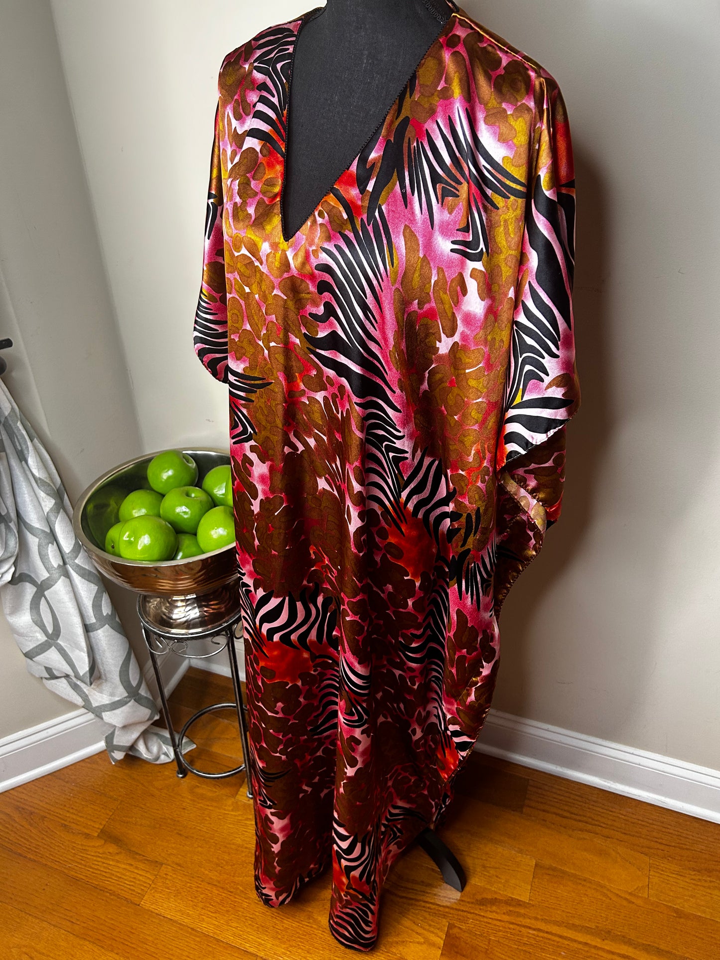 ASHRO Pink Animal Mix Print Kaftan