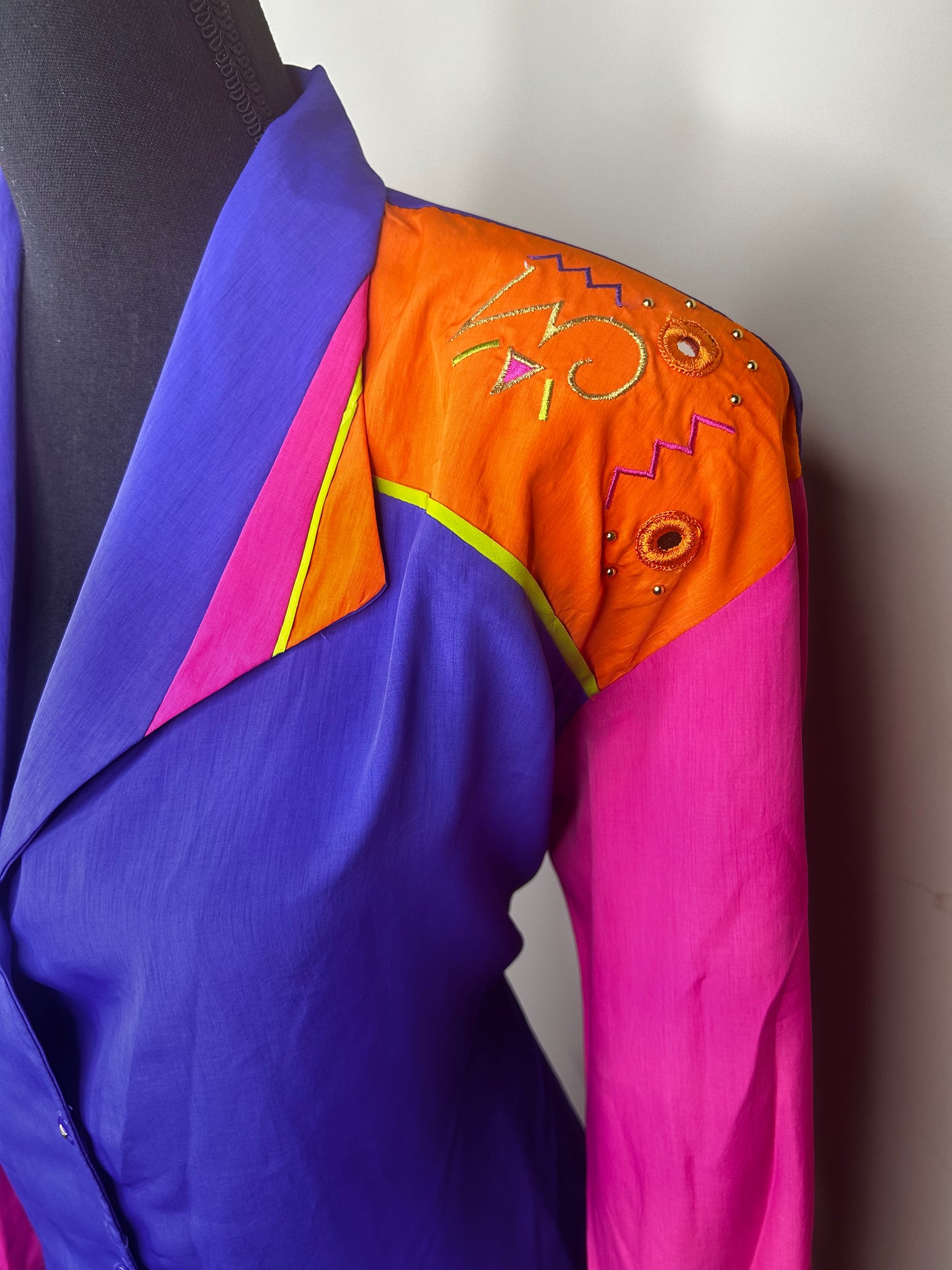 City Girl Multicolor Embroidered Blazer w/ Gold Studs