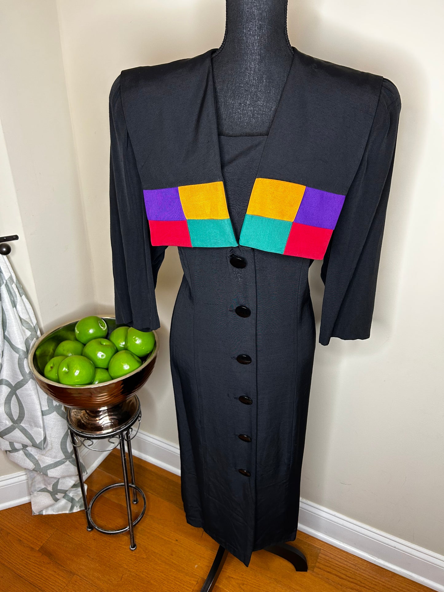 S.L. Fashions Colorblock Lapel Dress