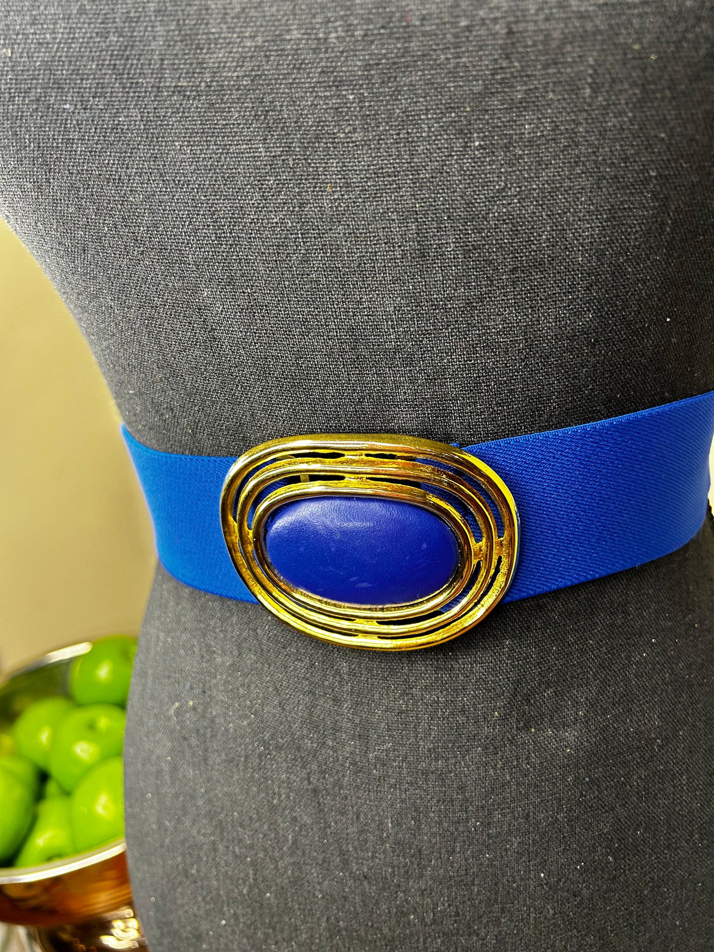 Blue and Gold Buckle Elastic Belt