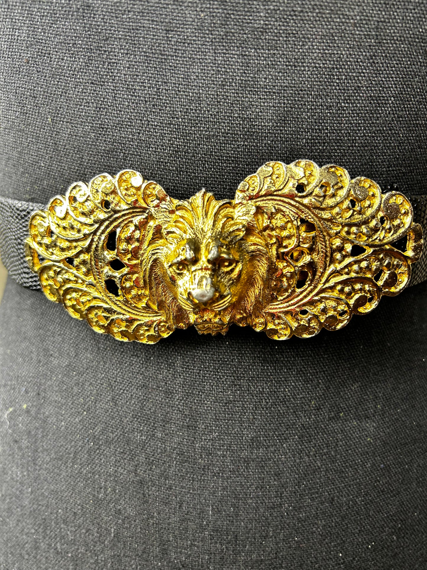 Lion Head Adjustable Buckle Belt by Gay Boyer (Stamped)