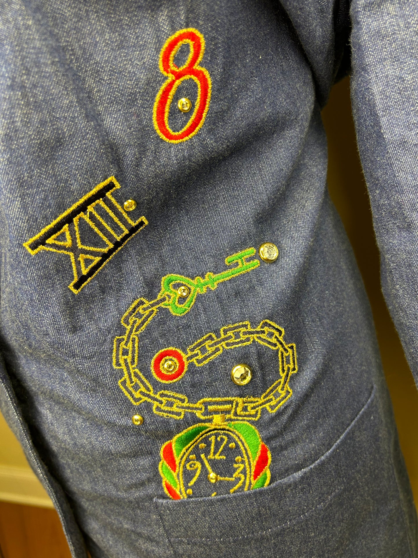 Roni Blanshay "Time Keeper" Denim Blazer w/ Jewels