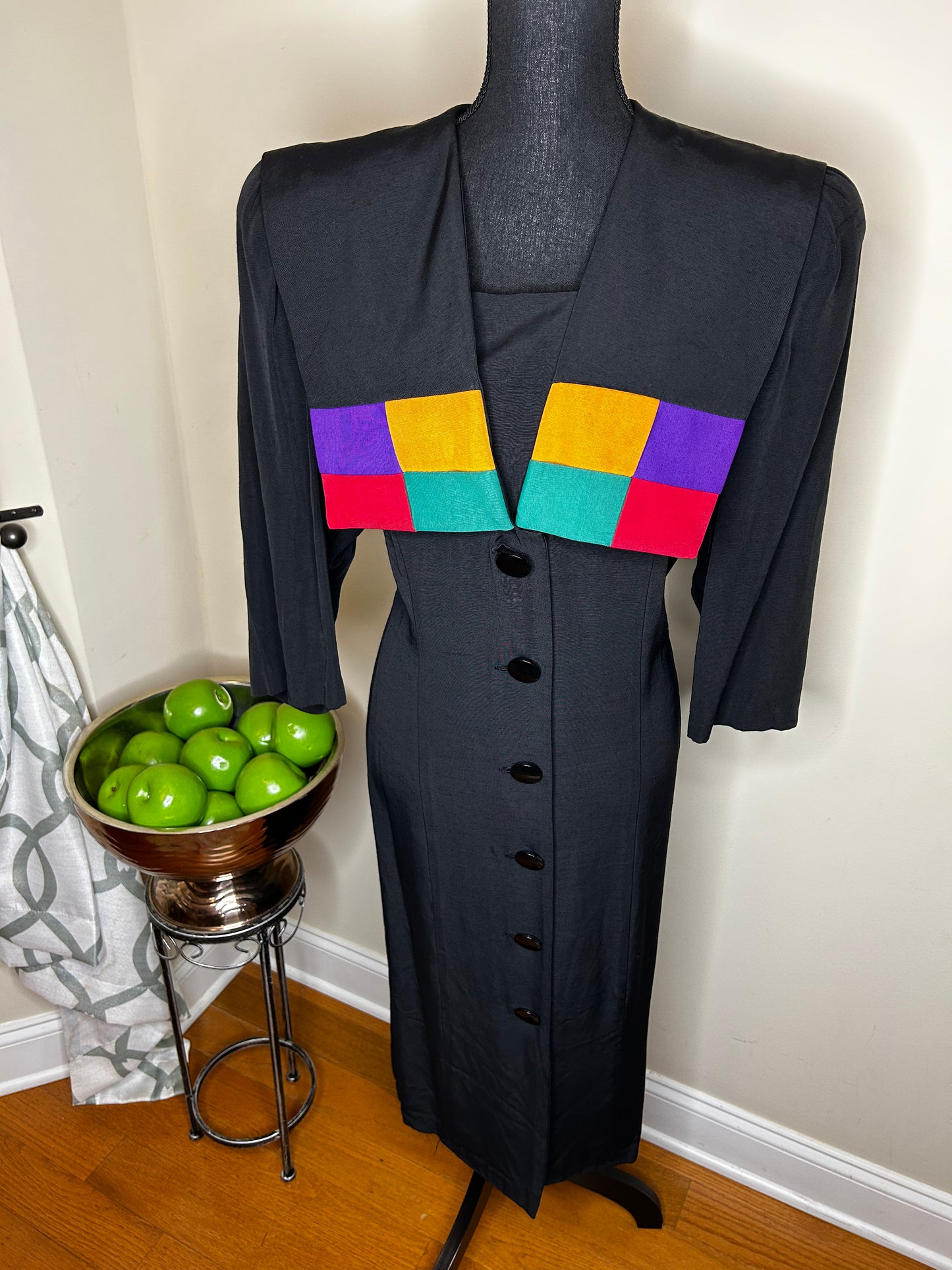 S.L. Fashions Color-block Lapel Dress