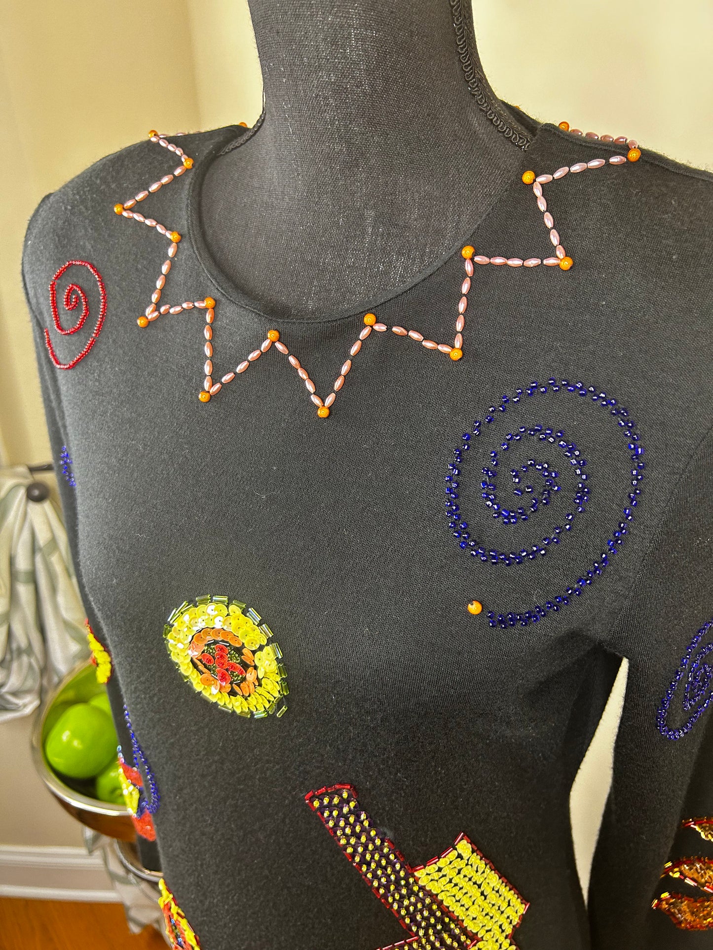 Vintage 80's Liz Claiborne Knit Dress with Sequin and Beading