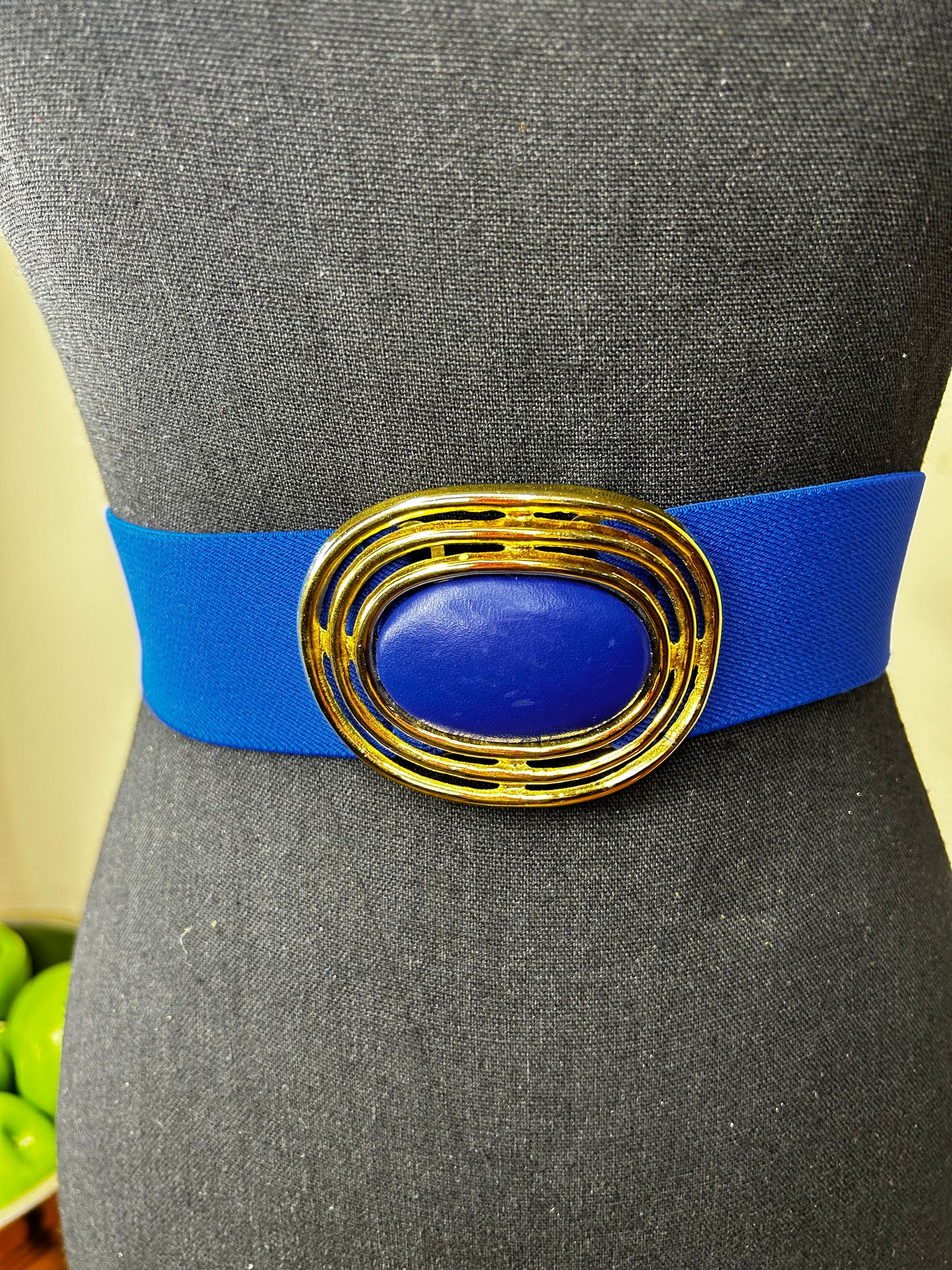 Blue and Gold Buckle Elastic Belt