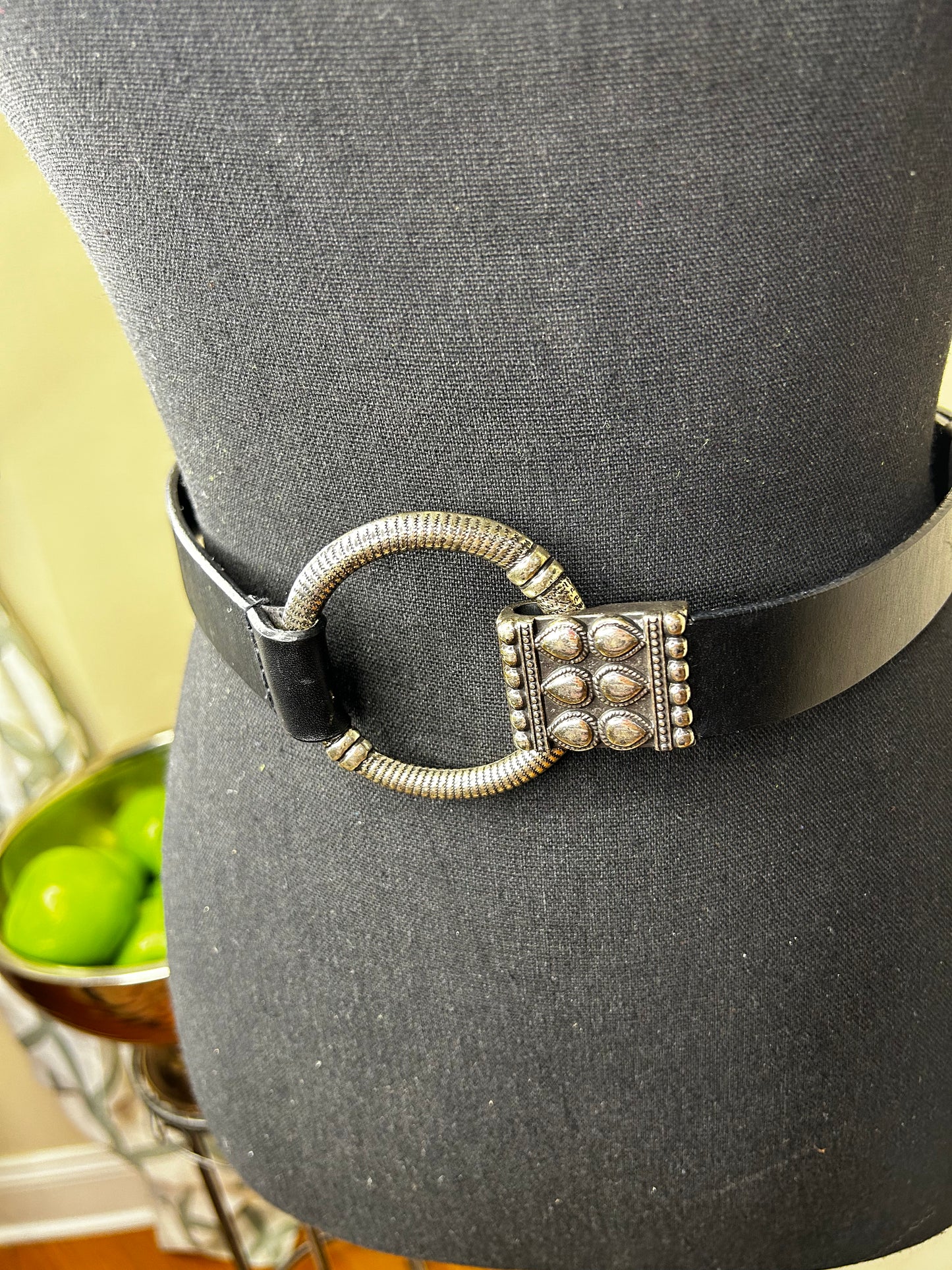 Black Chico's Genuine Leather Adjustable Belt