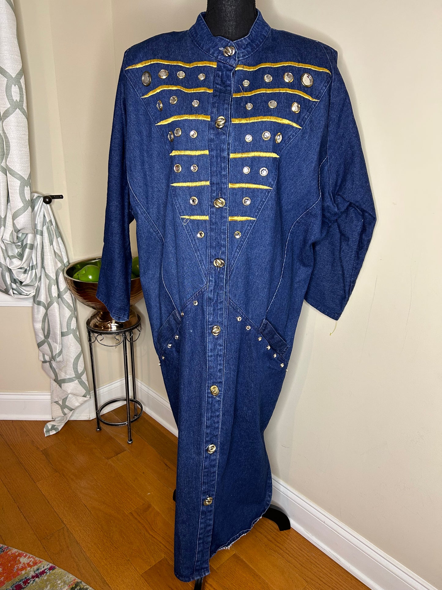 Christi Of California Jeweled Denim Dress/Duster