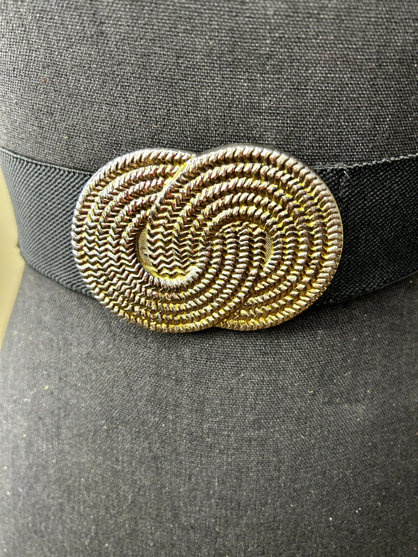 Vintage Elastic Waist Belt w/ Gold Buckle