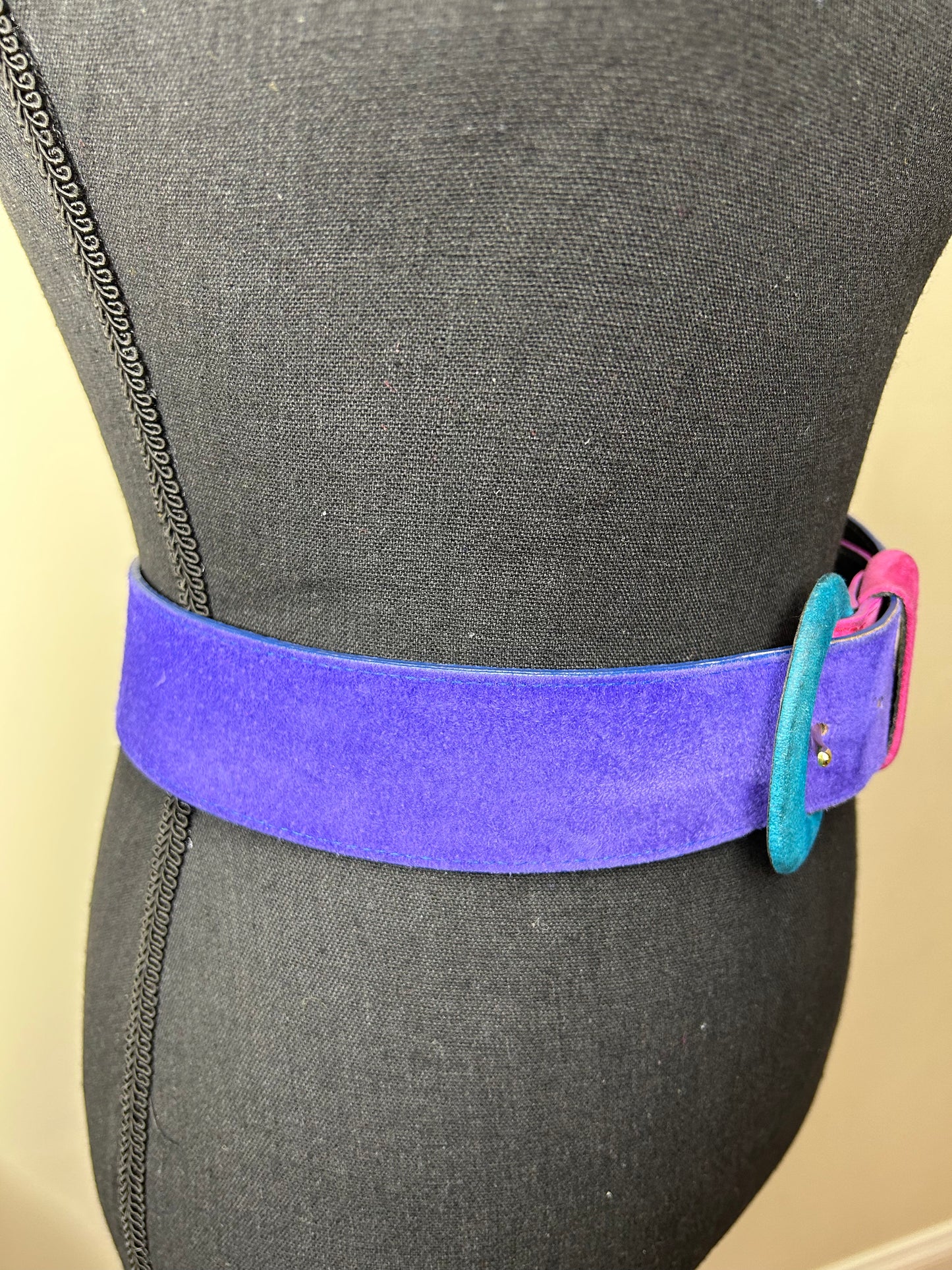 Suede/Genuine Leather Colorblock Belt