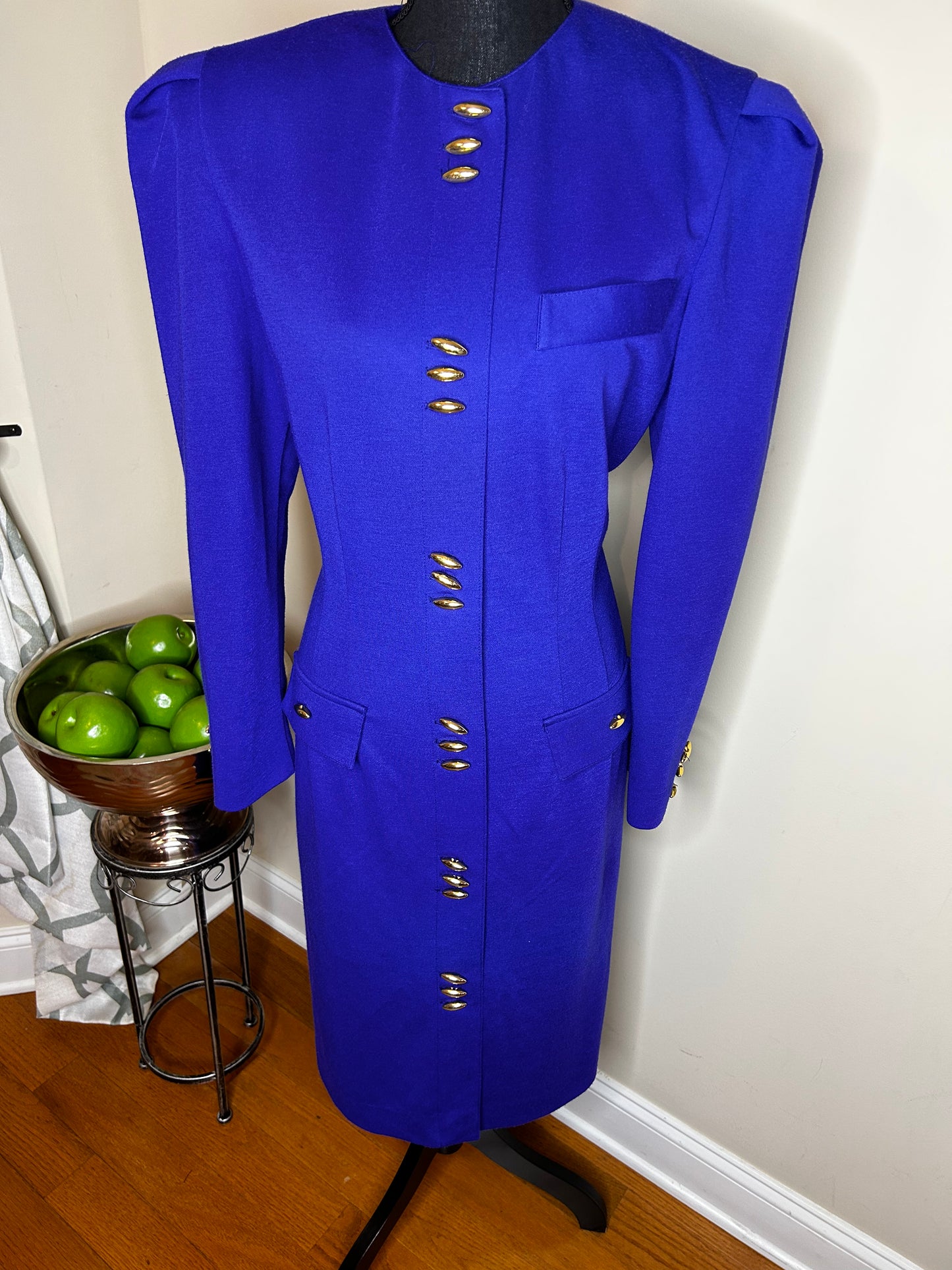 Leslie Faye Collections Purple Dress w/ Gold Accented Buttons
