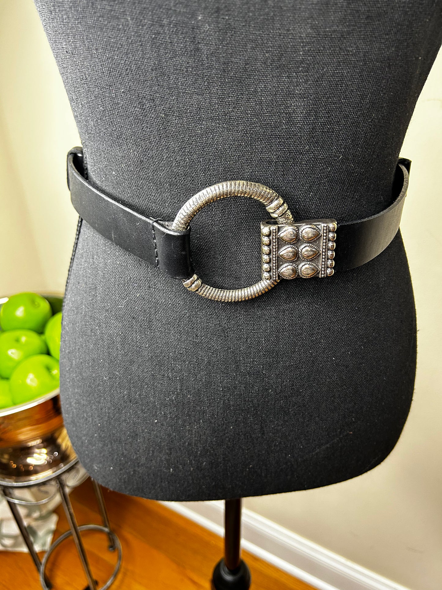 Black Chico's Genuine Leather Adjustable Belt