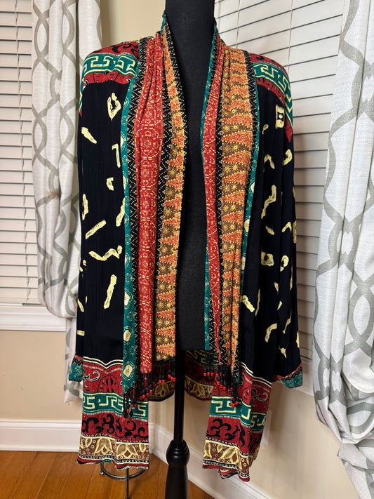 Carol Little Vintage Open Duster with Beaded Accents