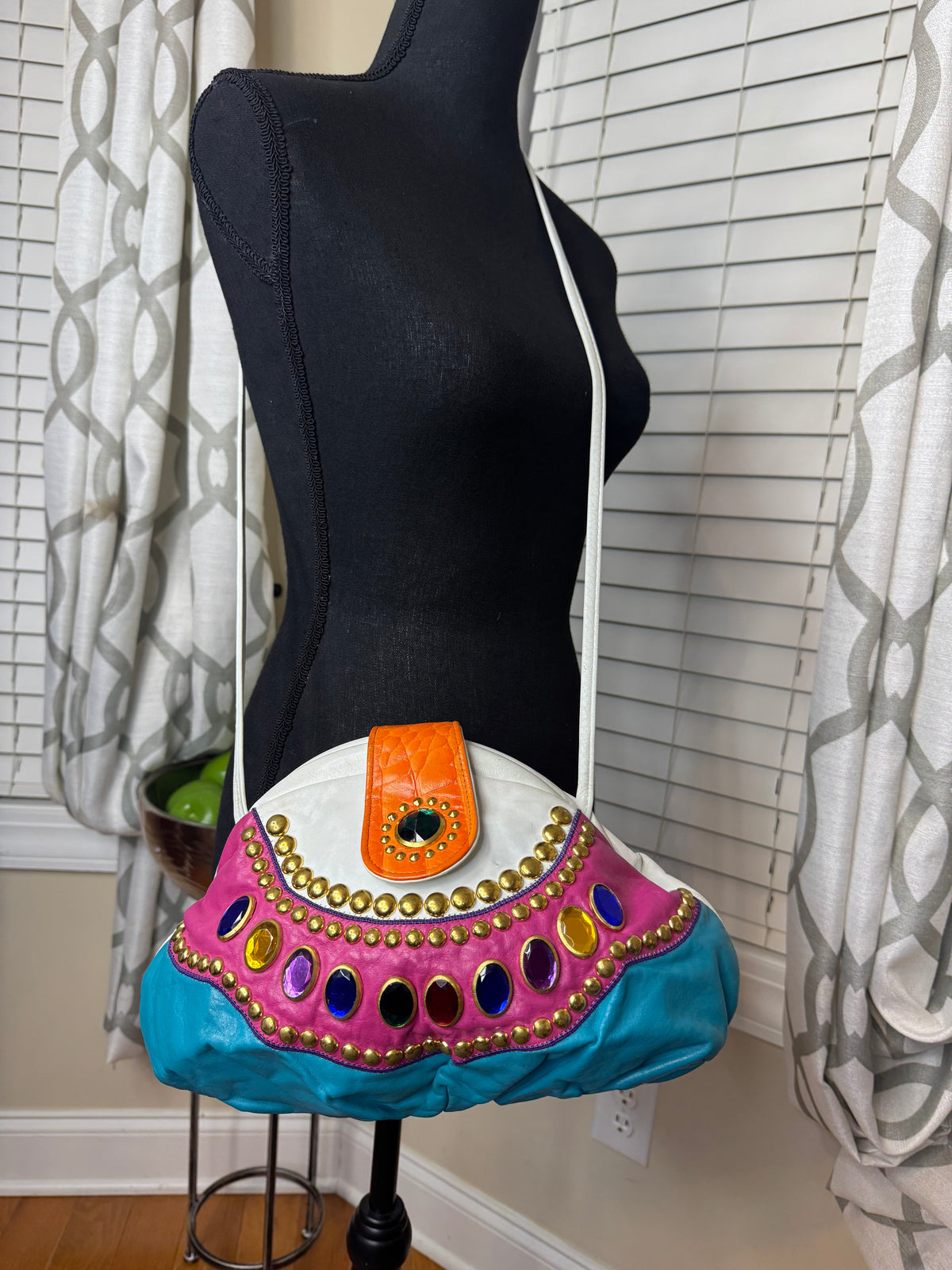 Bejeweled Genuine Leather Vintage Purse