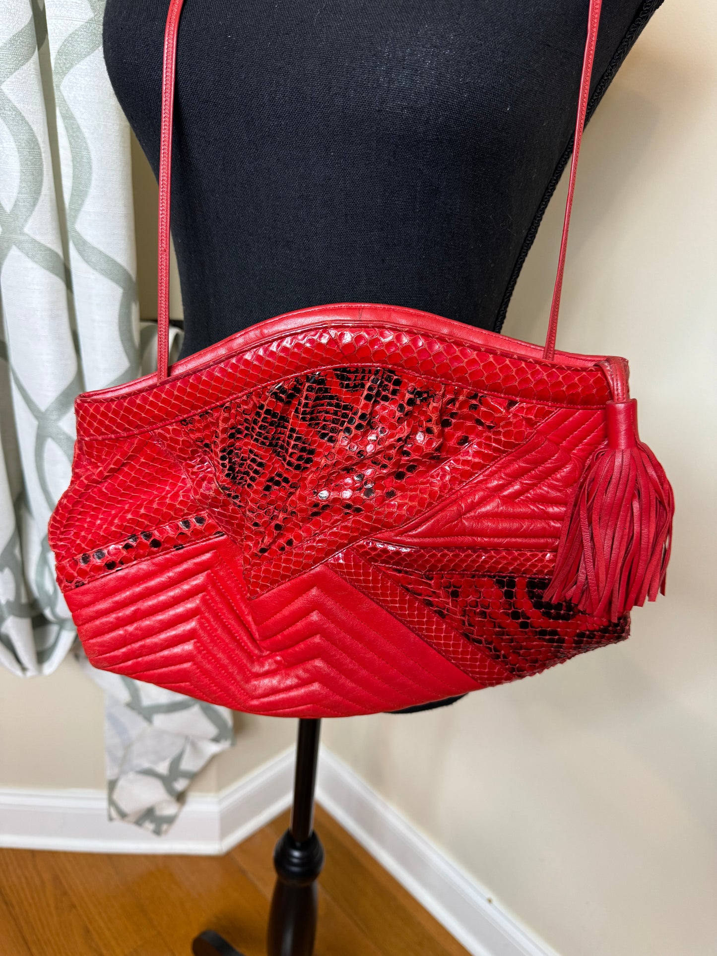 Vtg Sharif Leather Snakeskin Handbag