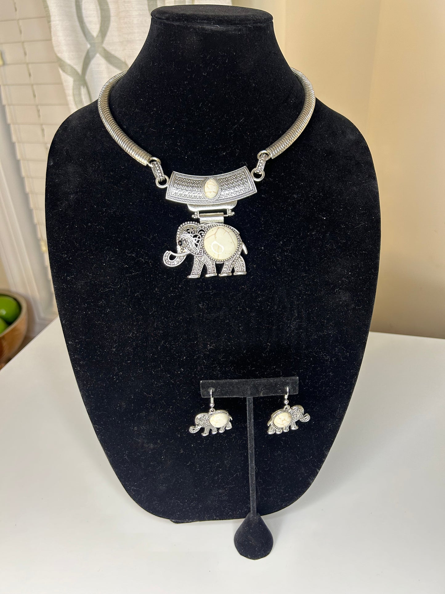 Elephant Necklace and Earring Set