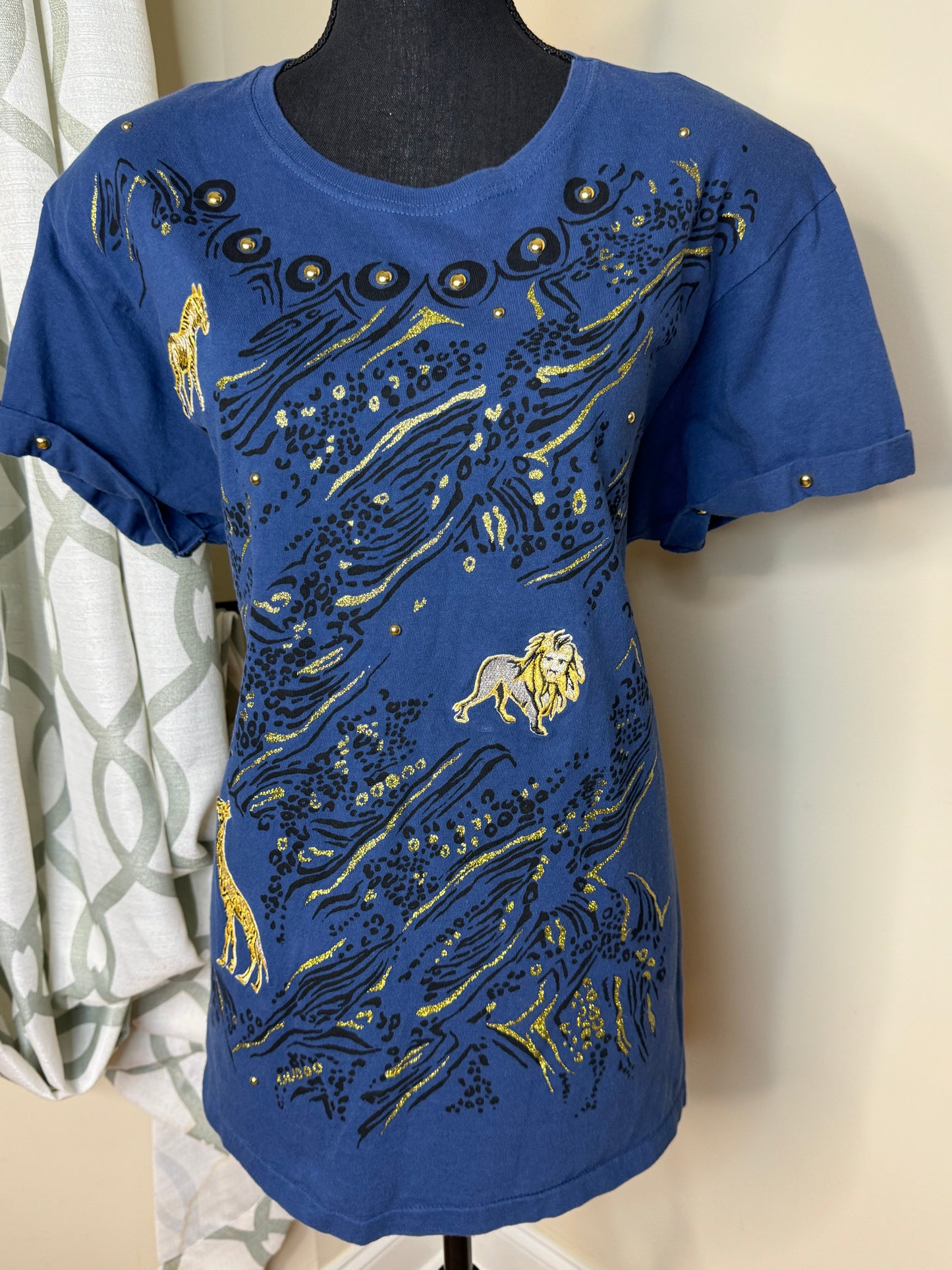 Vintage Mitzia Embroidered, Studded, Hand Painted Tshirt
