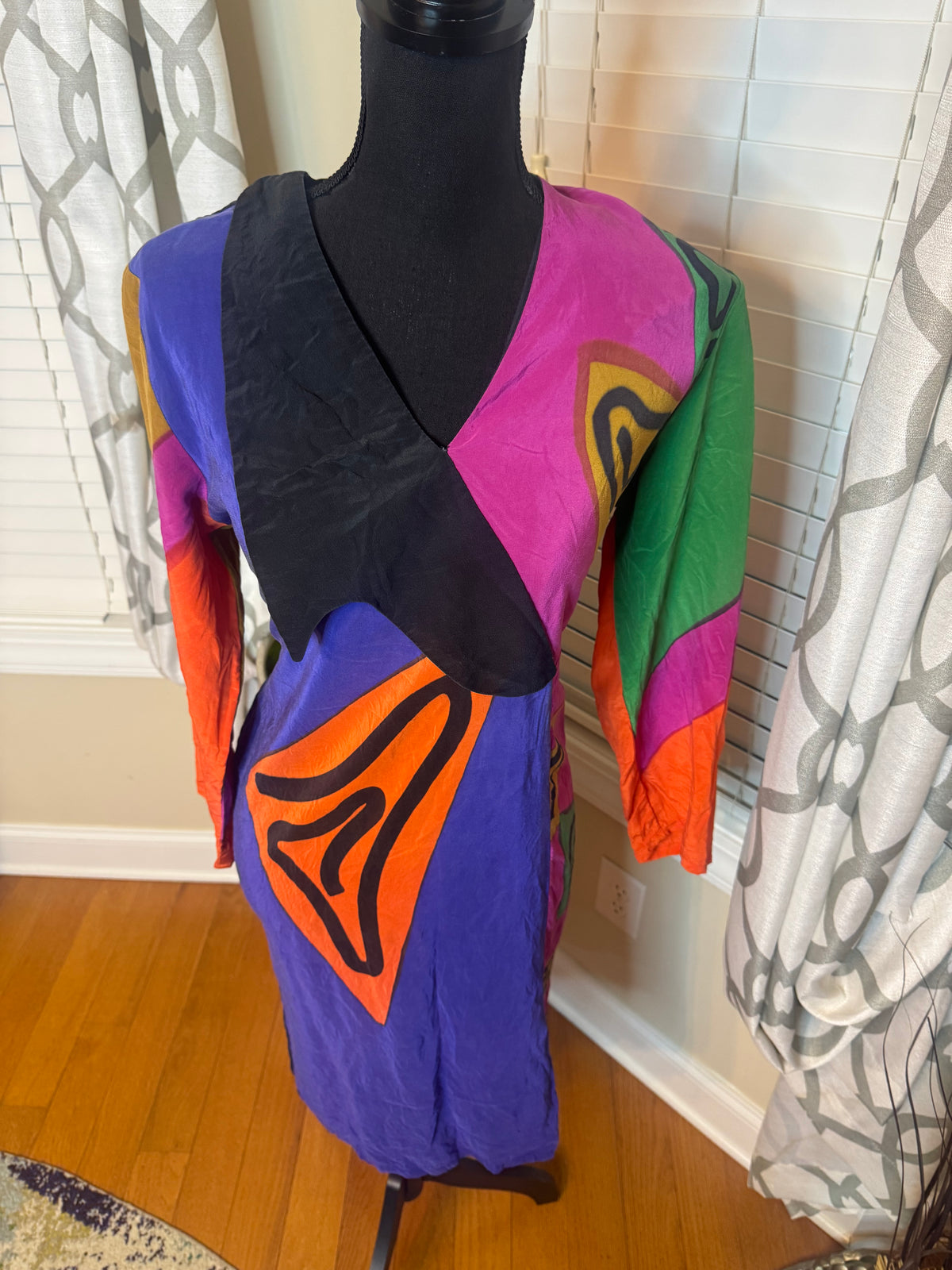 Vtg Mosswear Abstract Print Dress
