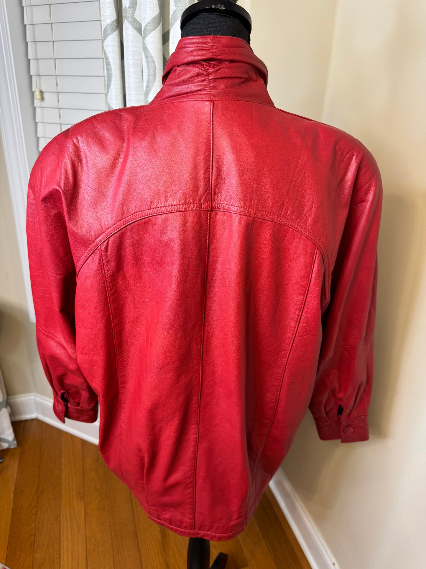 Vtg Pelle 100% Genuine Leather Red Bomber