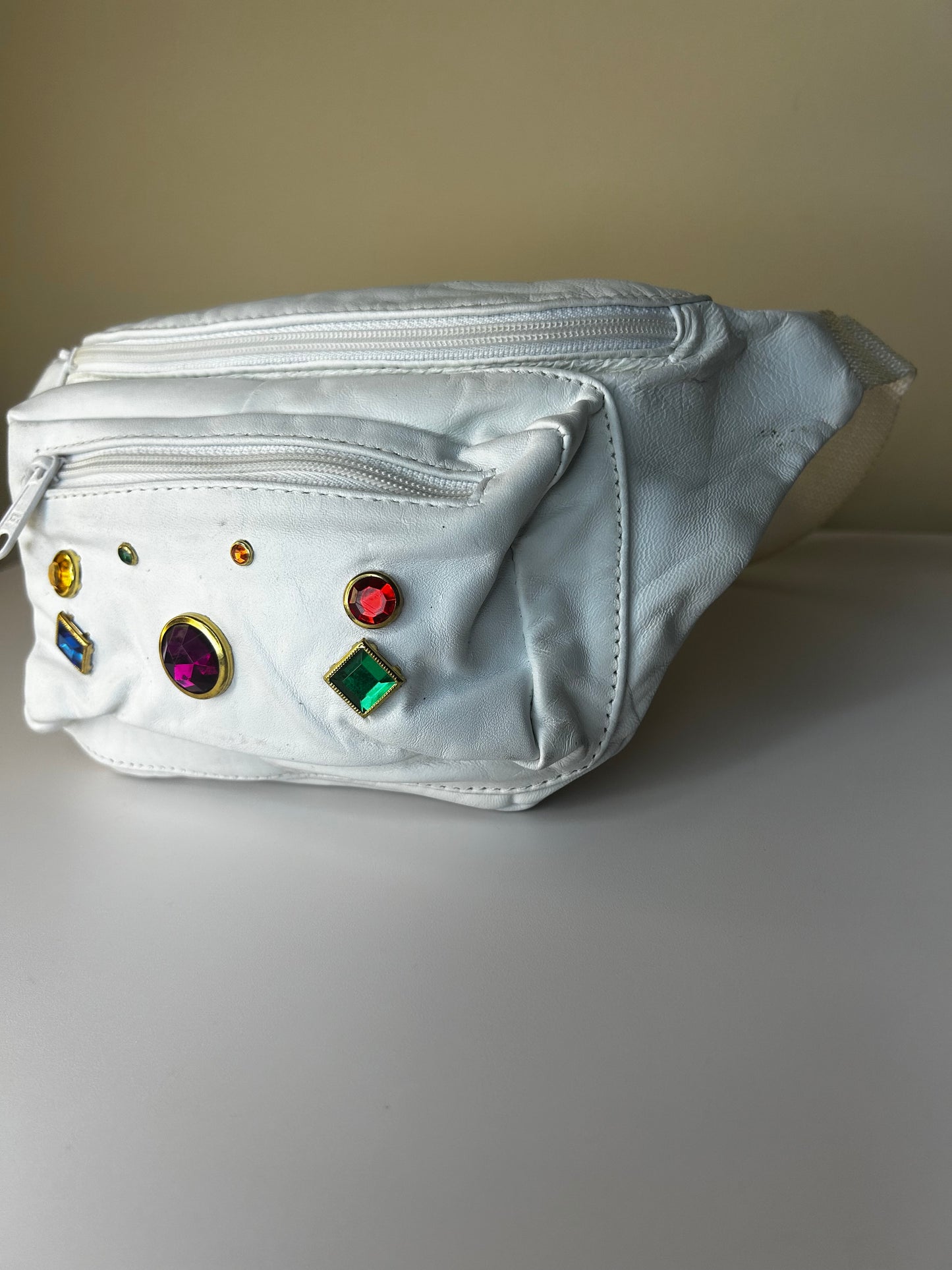 Vintage White Bejeweled Fanny Pack