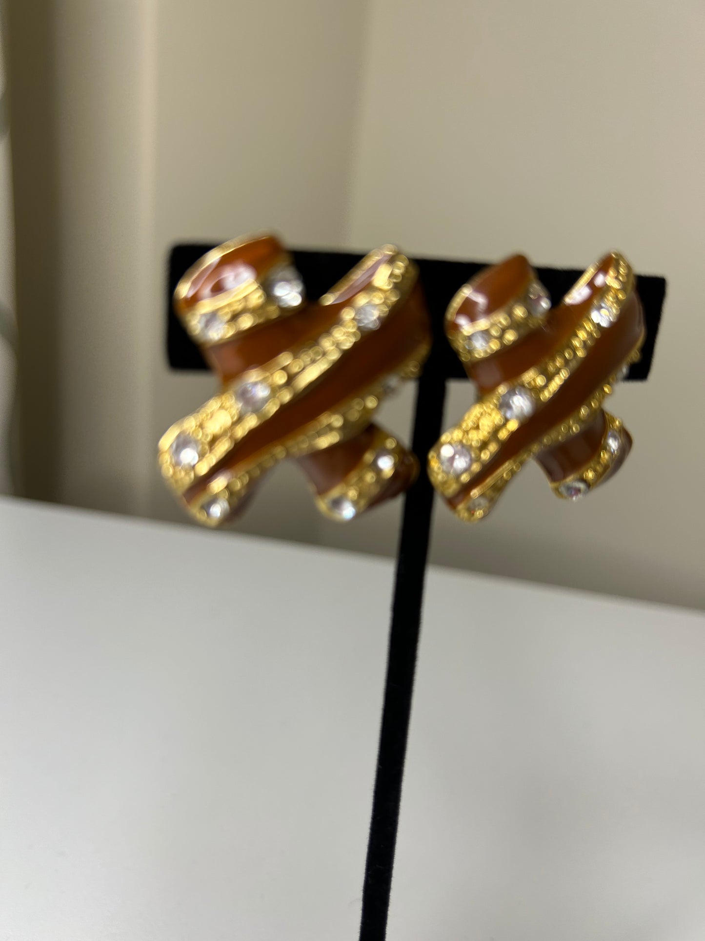 Image Brand Vintage Diamond Accented "Kisses" Clip-on Earrings