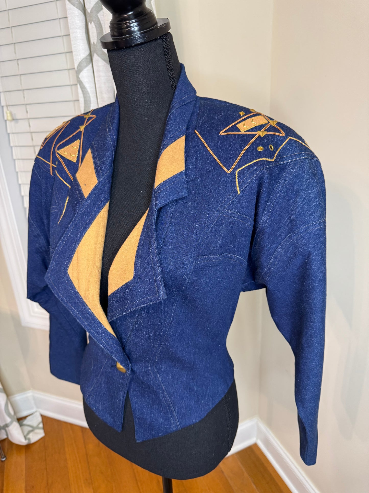 KATSAI Sports Embellished and Embroidered Denim Blazer