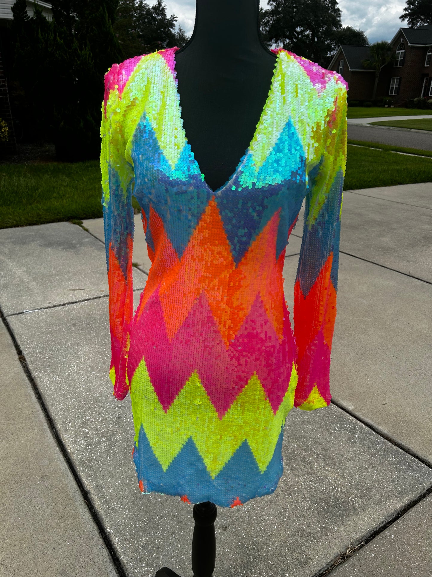 Shop Akira Multicolored Sequin Dress (NWOT)