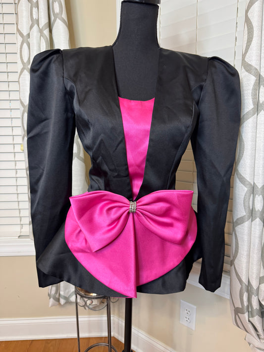 R&K Evening Peplum Blazer with Structured Sleeves