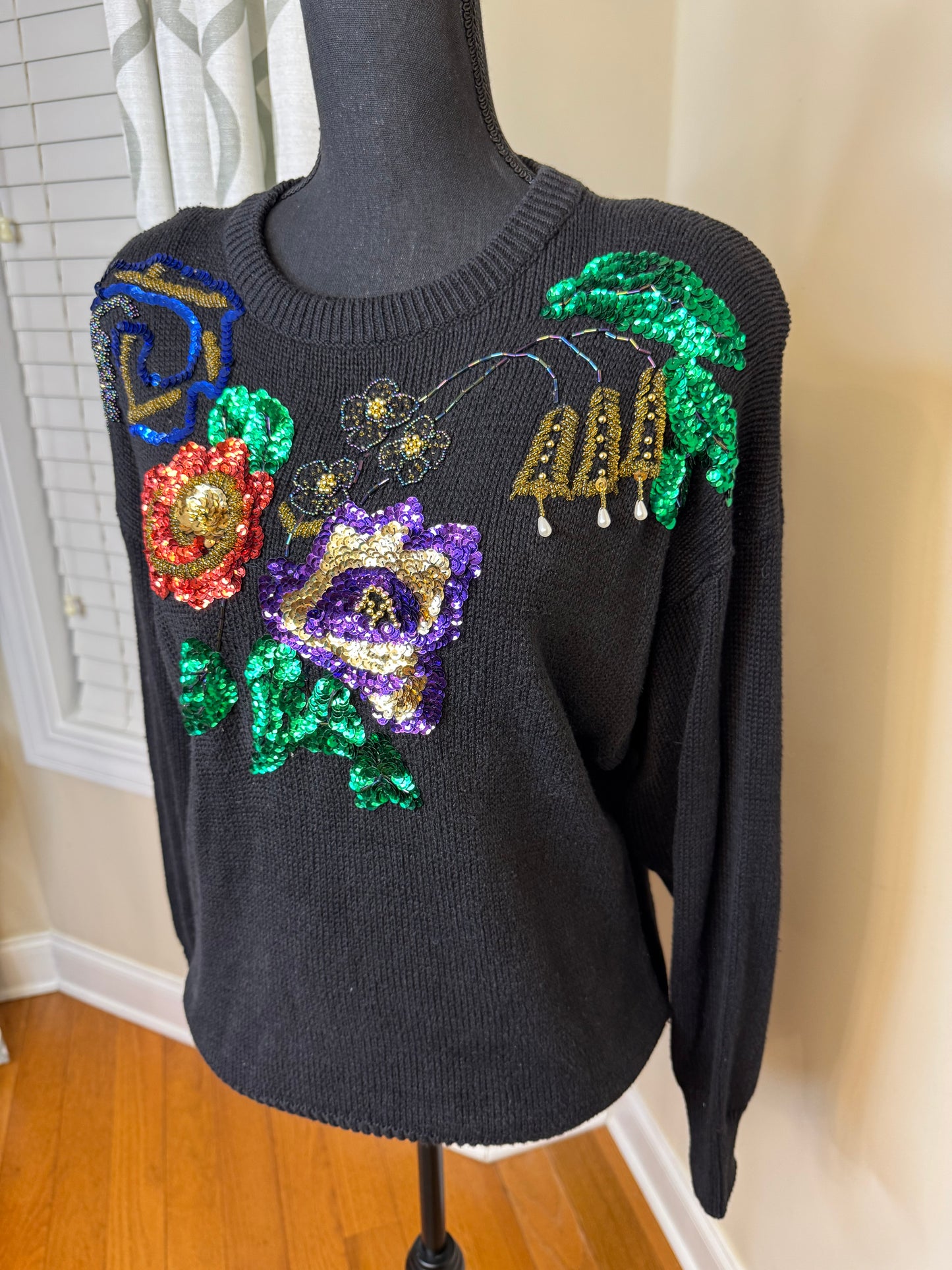 Vtg Sequin and Beaded Sweater