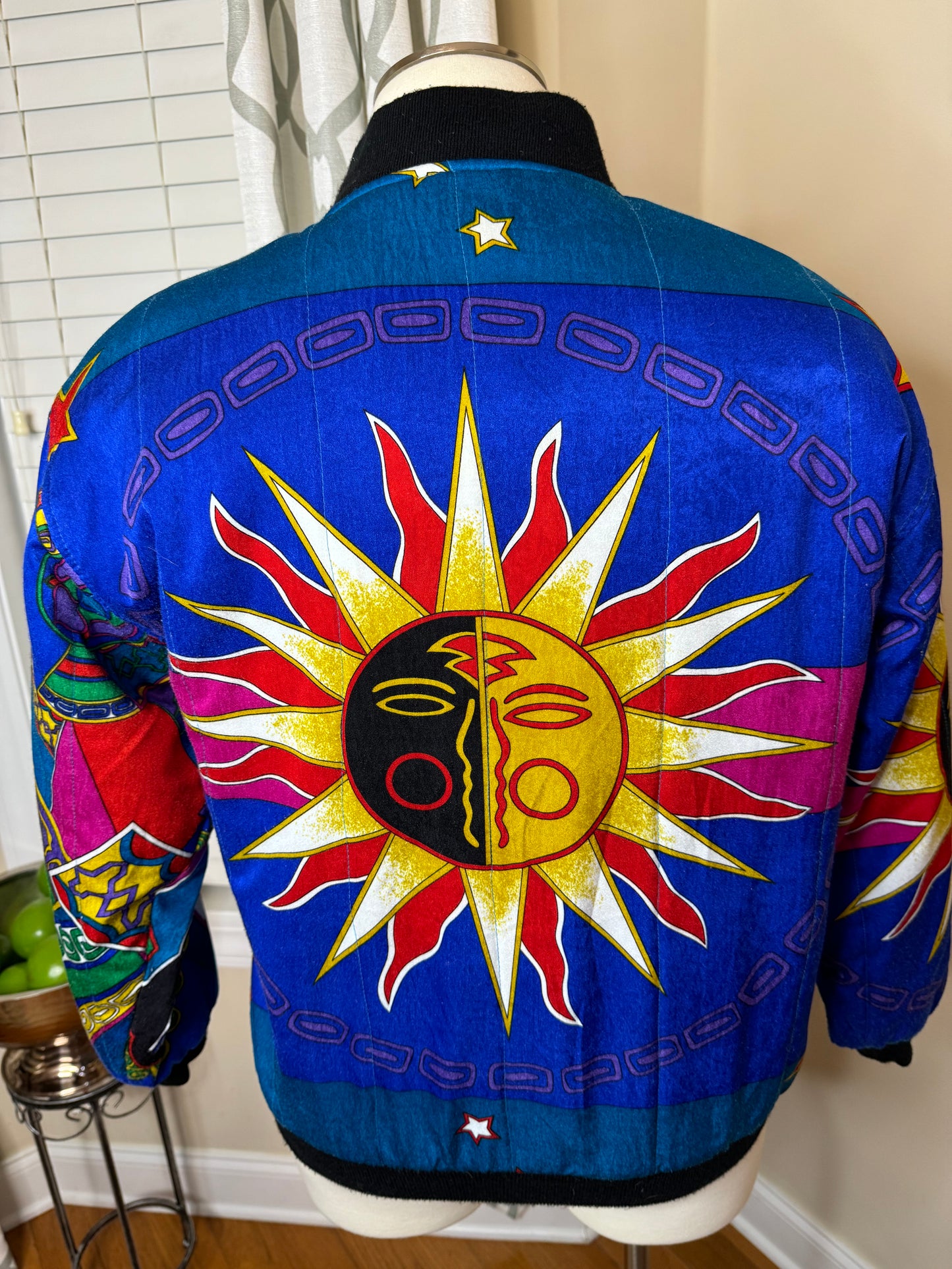 Vintage Janeve Abstract Print Bomber Jacket
