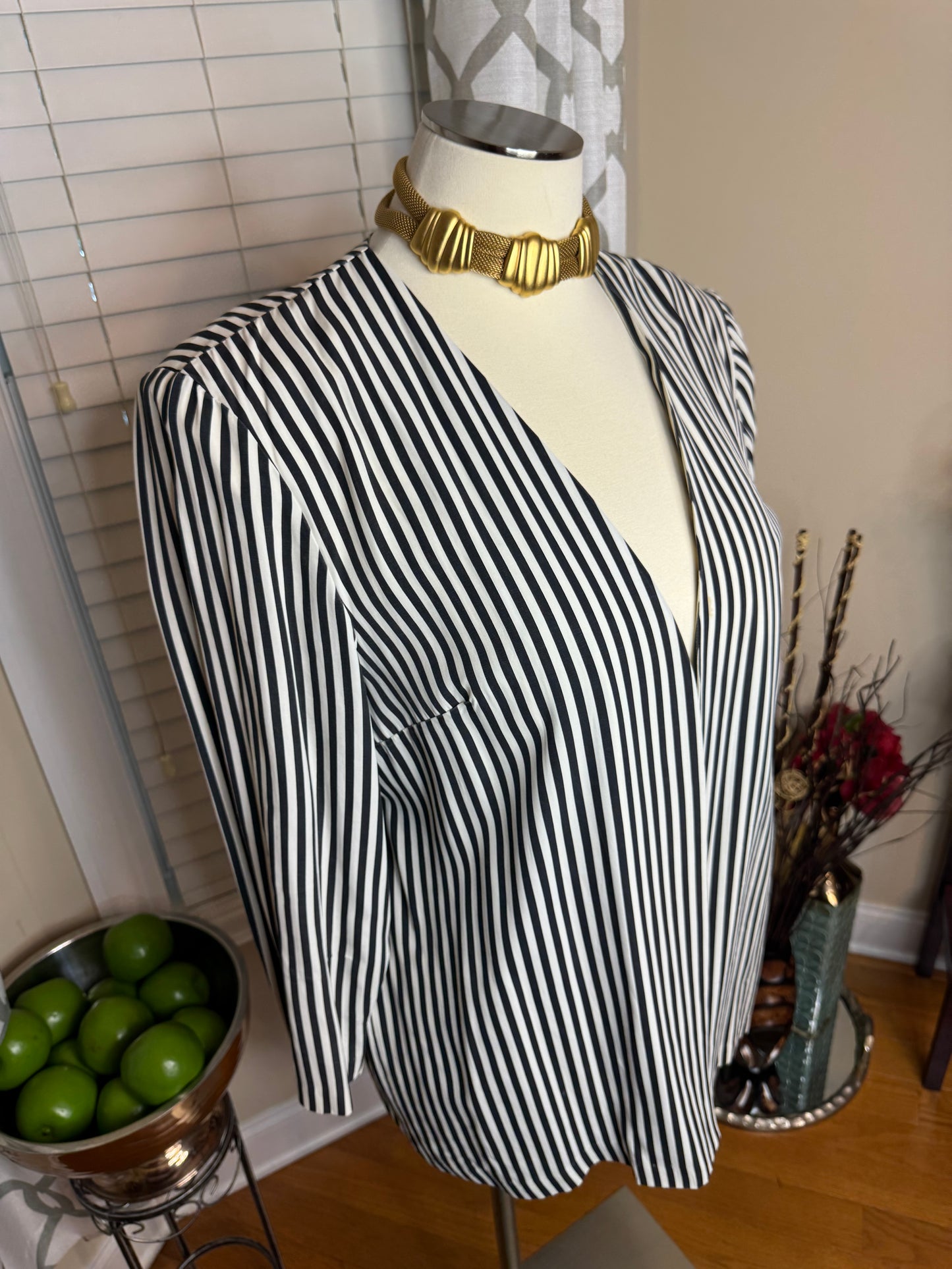 Vintage Open Striped Blazer