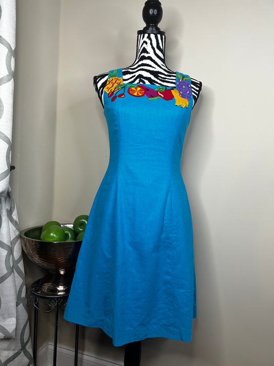 Deborah Laws 90s Fruit Embroidered Dress