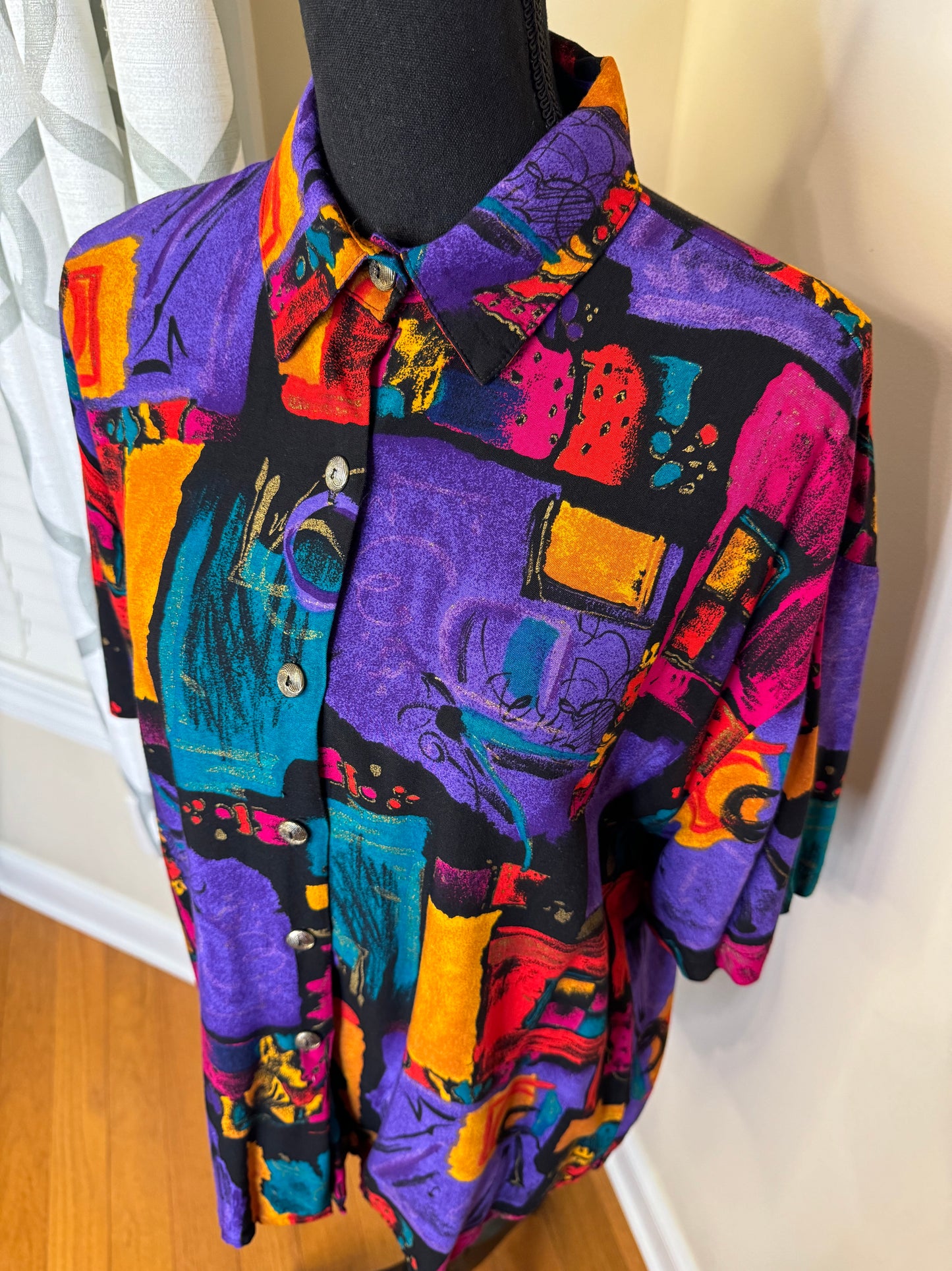 Caliche Vtg Abstract Print Shirt