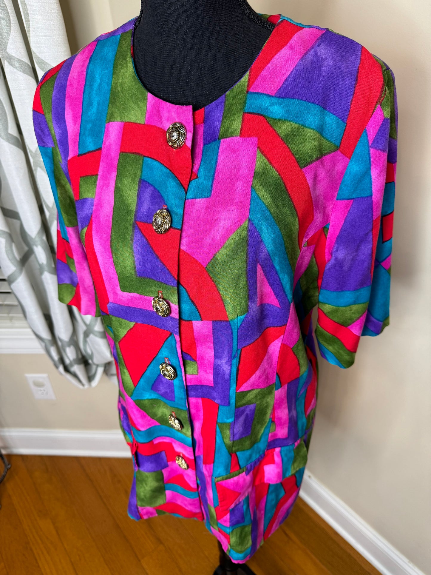Vintage 80s Jeffrey & Dara Abstract Print "Shacket"