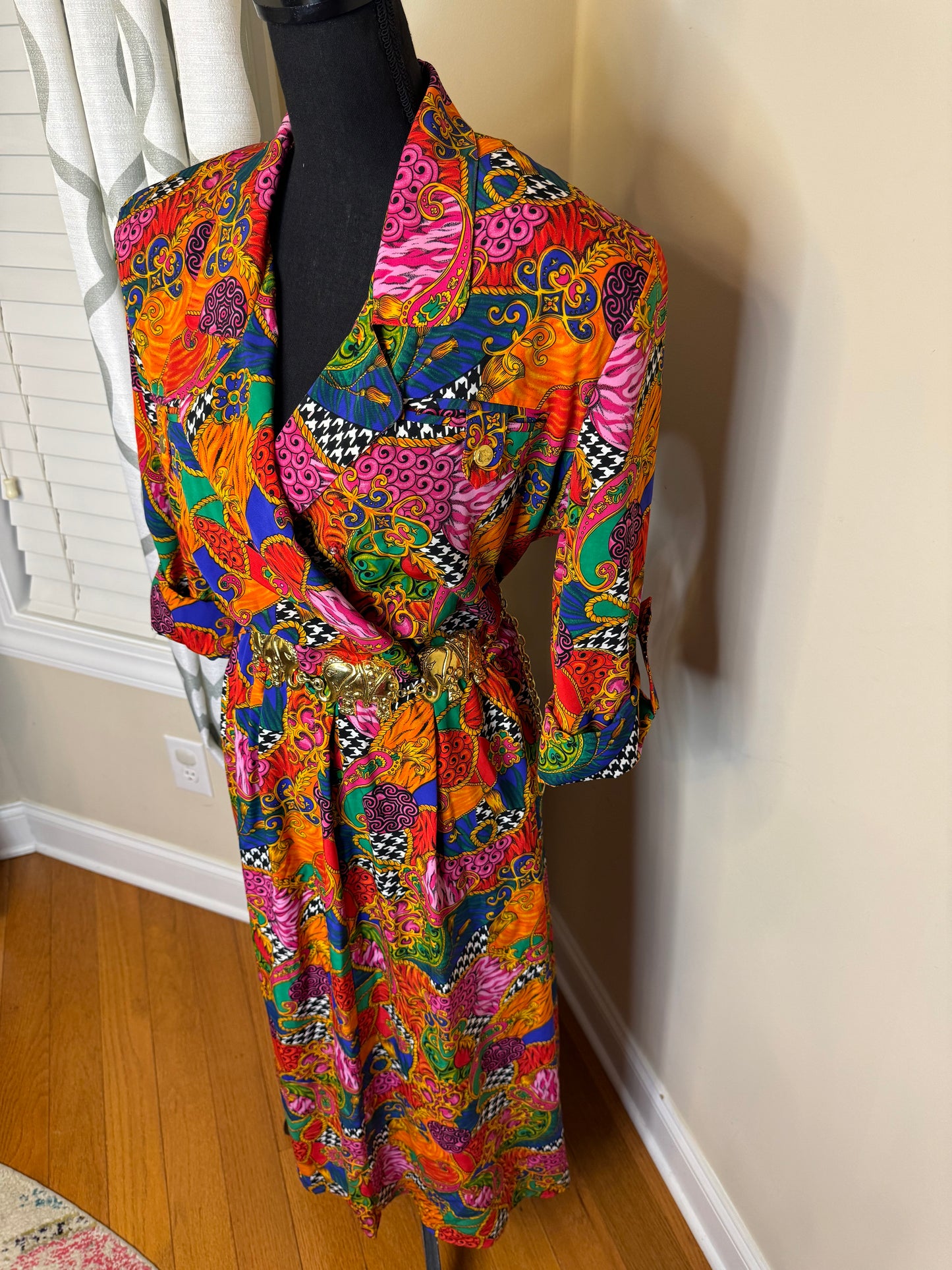 MS CHAUS Abstract Print Vtg Dress