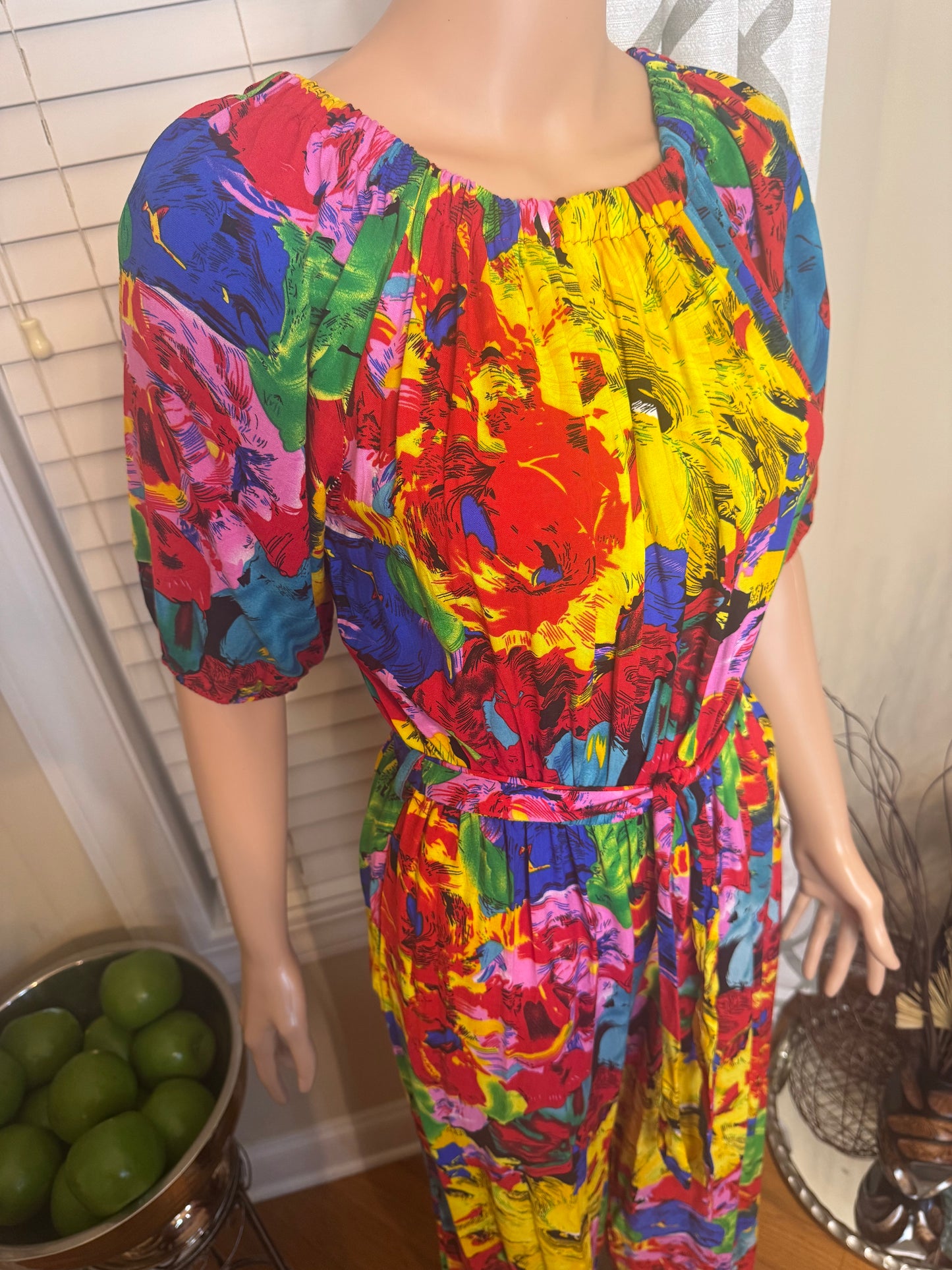 Floral Print Romper with Waist-Tie