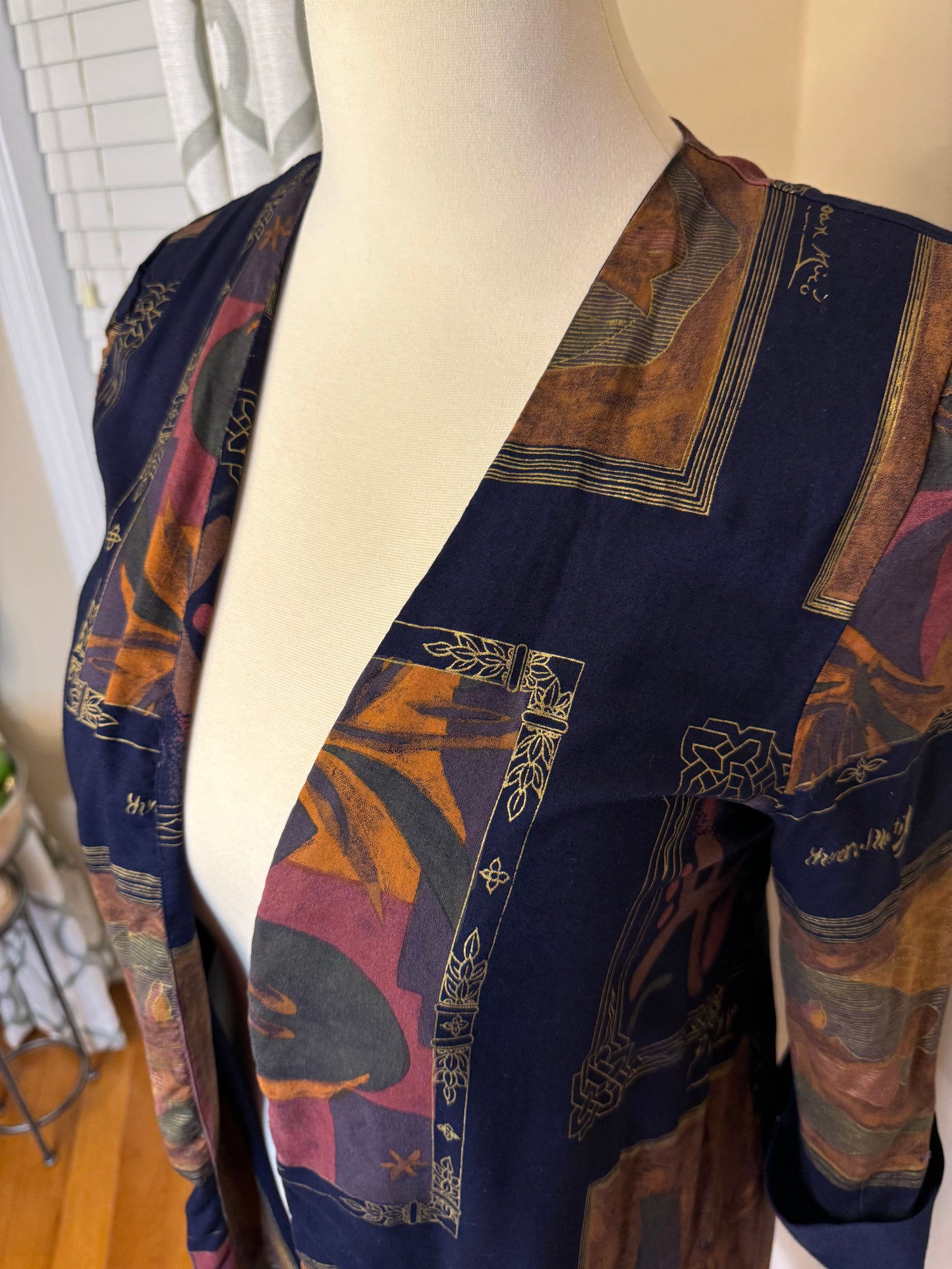 Vtg Muted Tone Open Duster Blazer/Duster